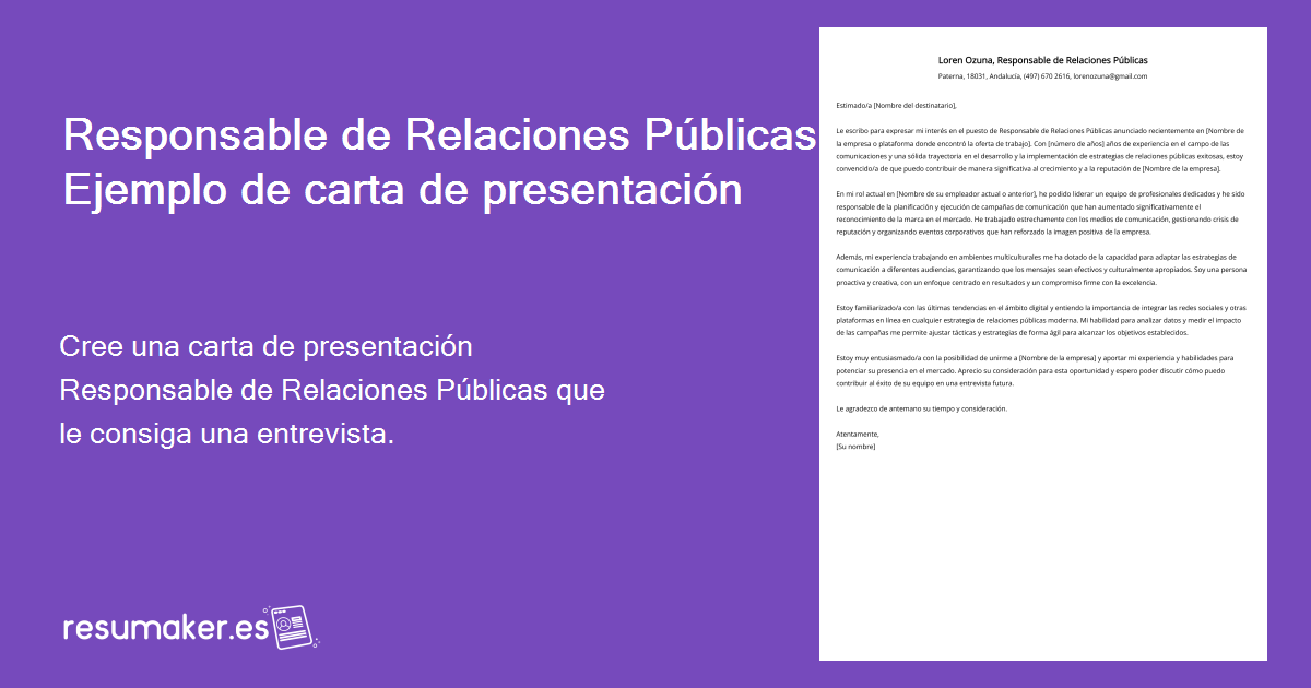 Responsable De Relaciones P Blicas Ejemplos De Cartas De Presentaci N