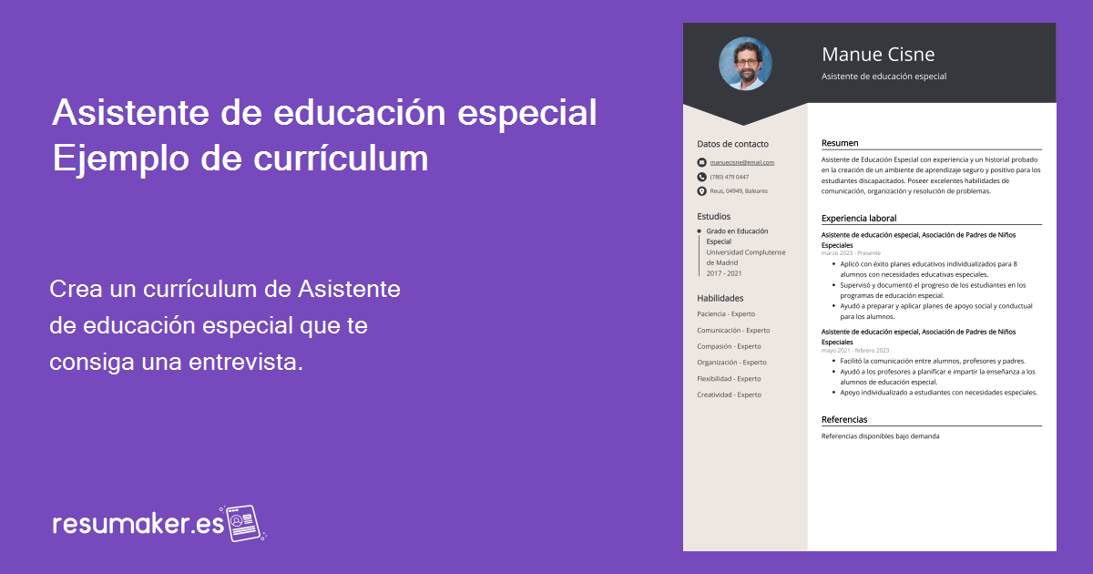 Ejemplos De Curriculum Vitae Asistente De Educaci N Especial Plantilla