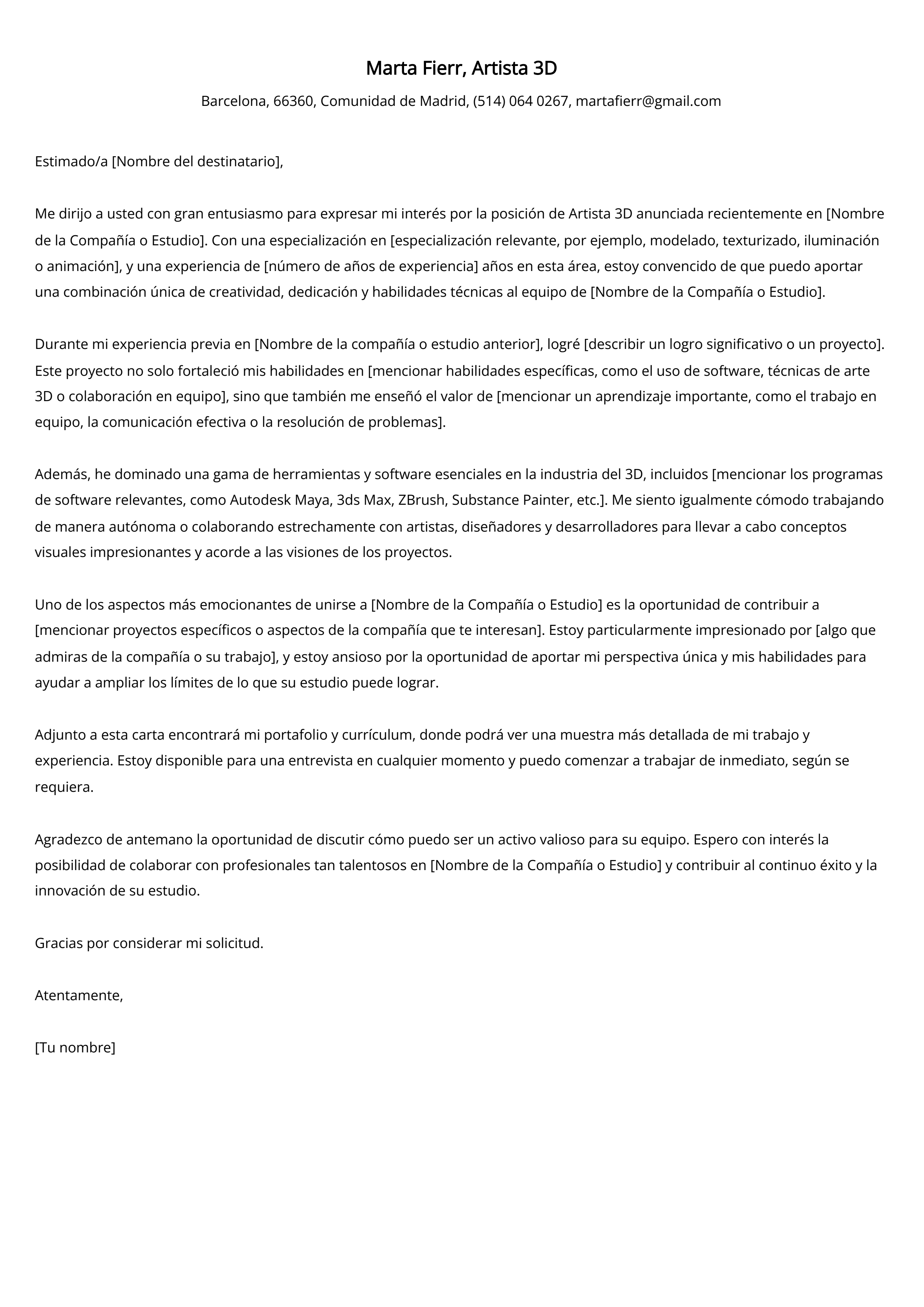 Crear carta de presentación