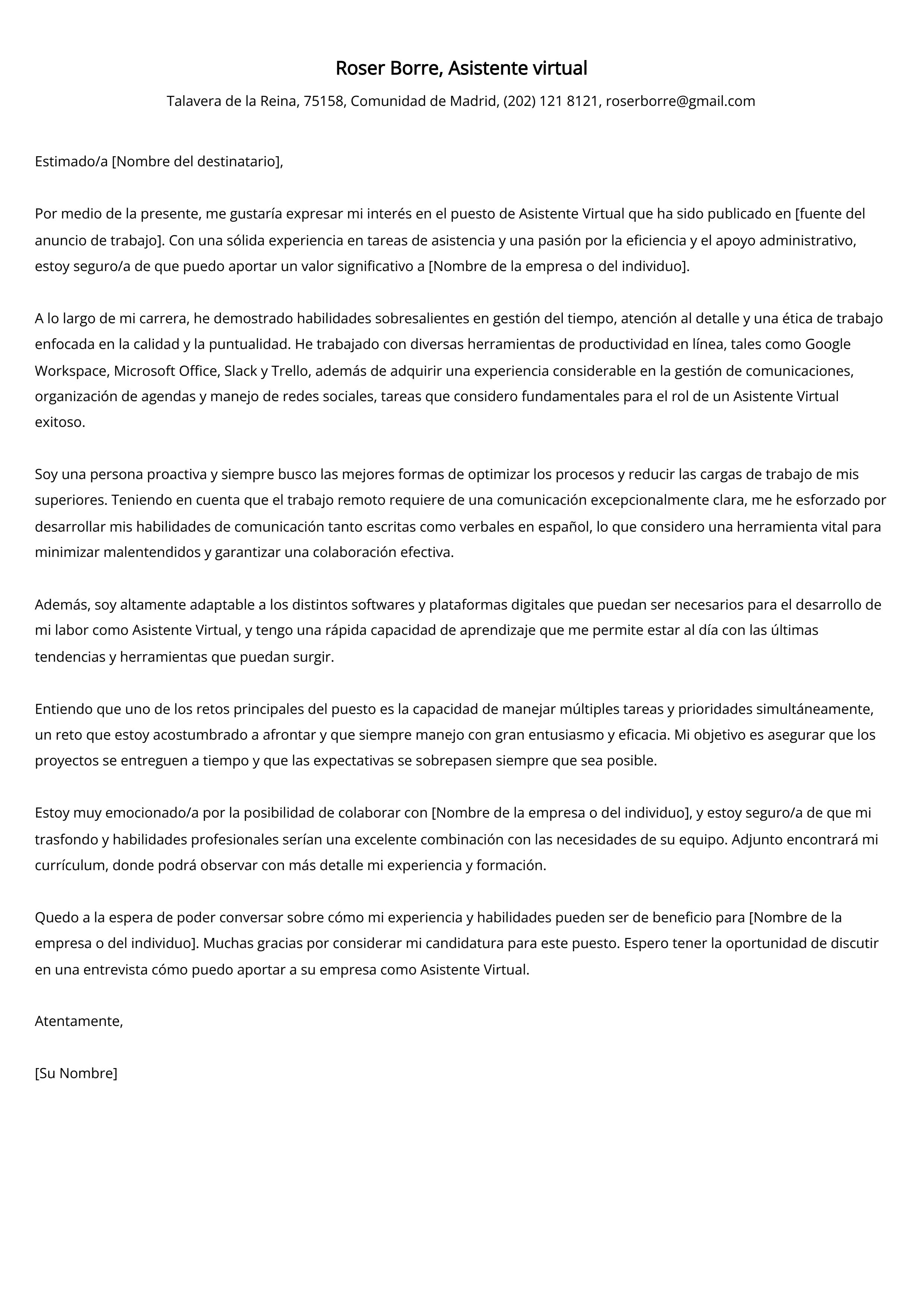 Crear carta de presentación