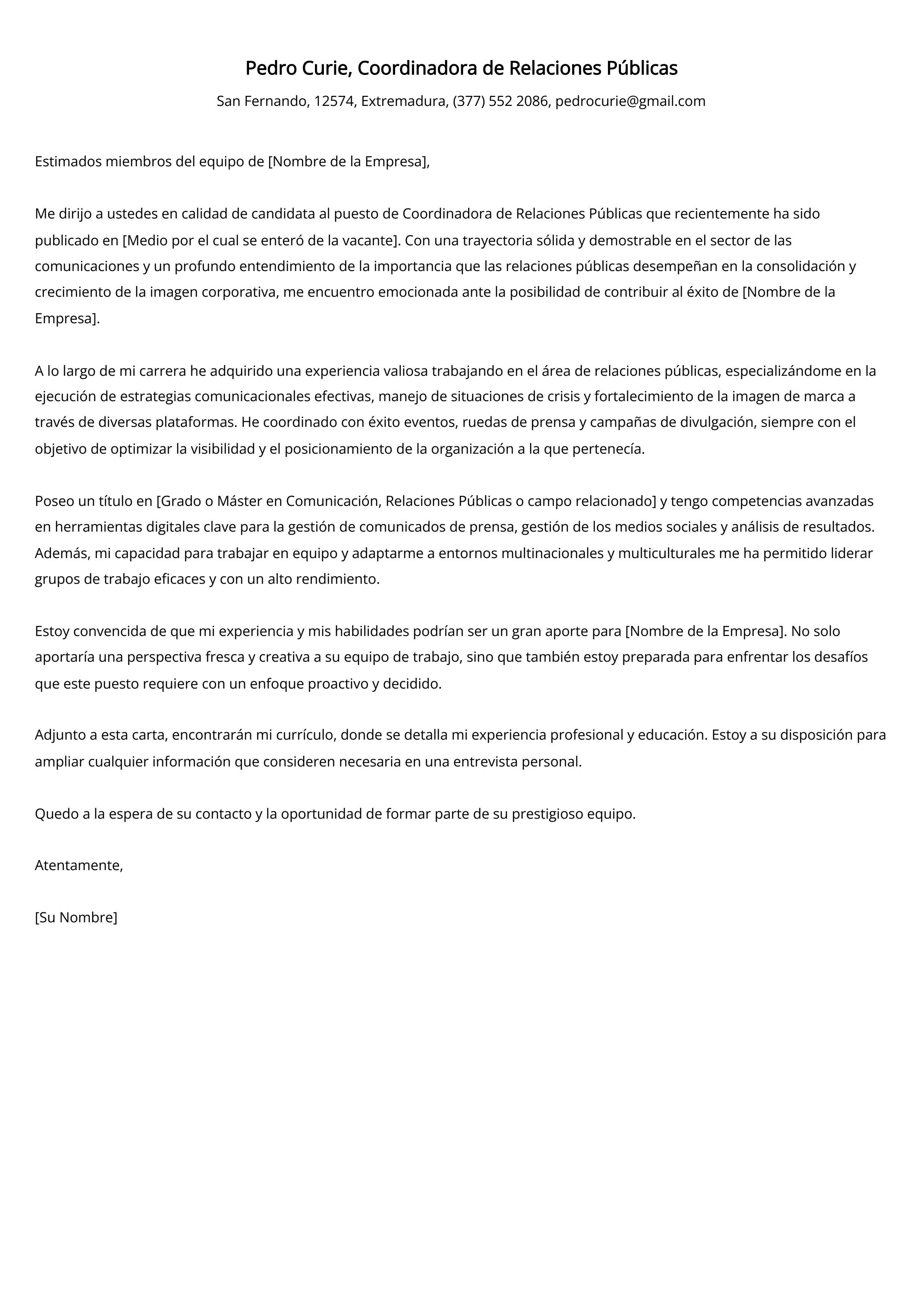 Crear carta de presentación