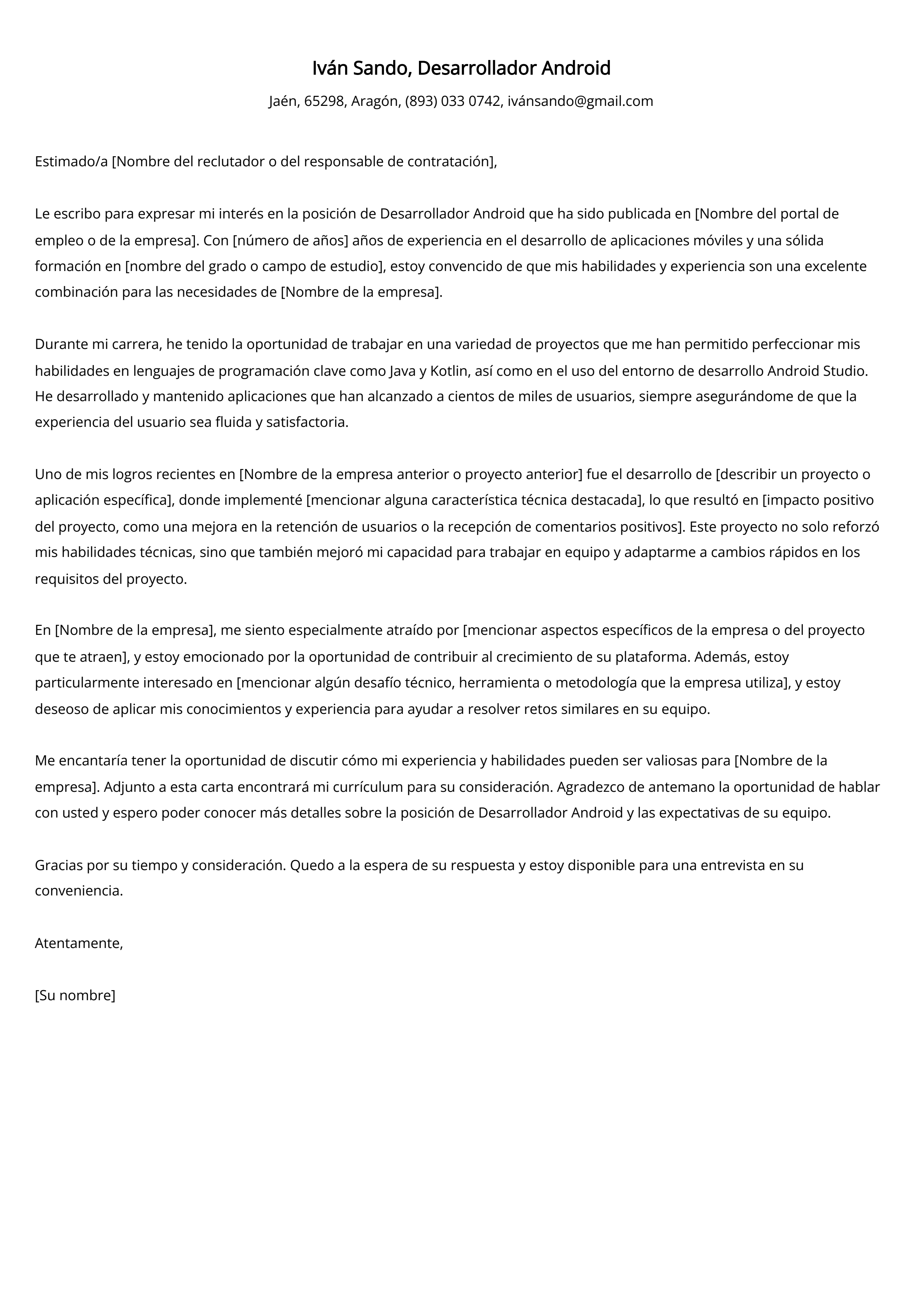 Crear carta de presentación