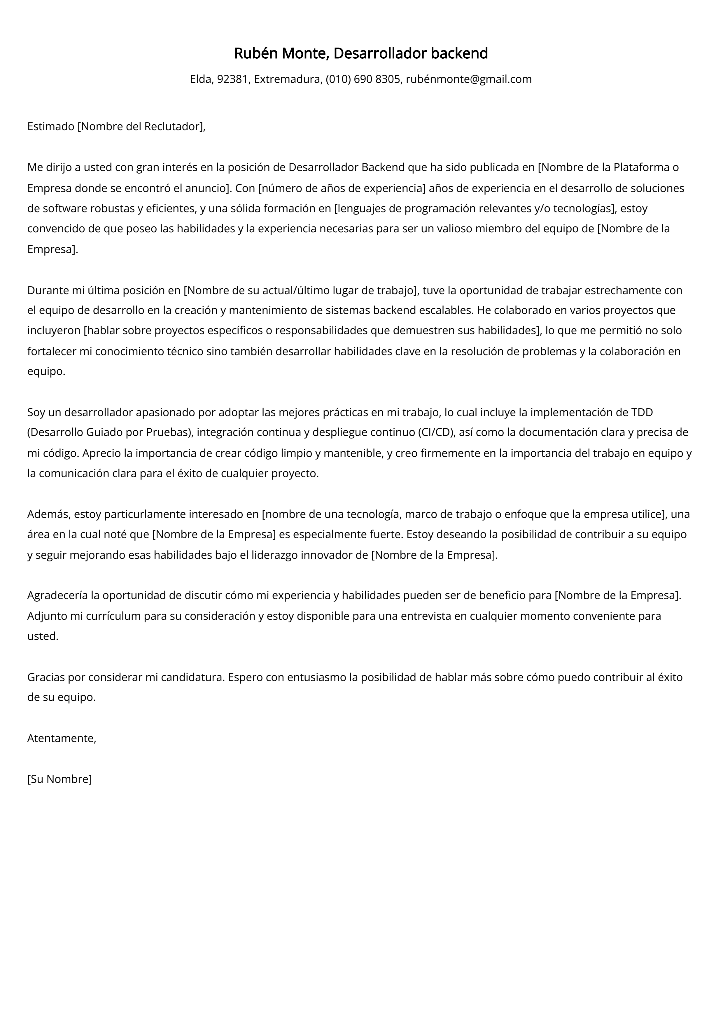 Crear carta de presentación