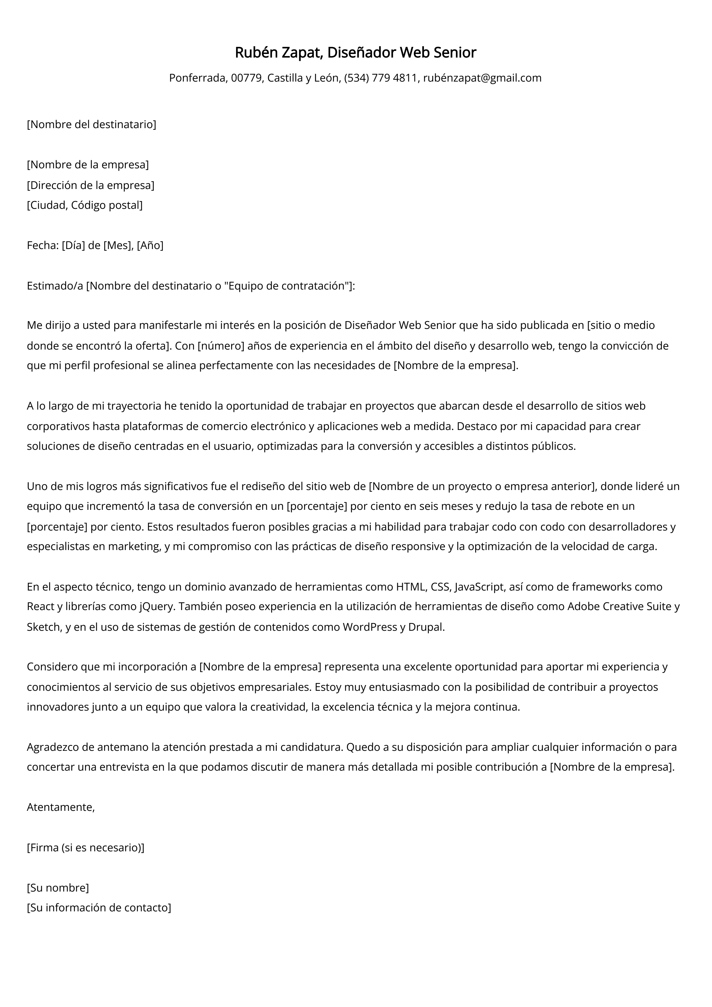 Crear carta de presentación