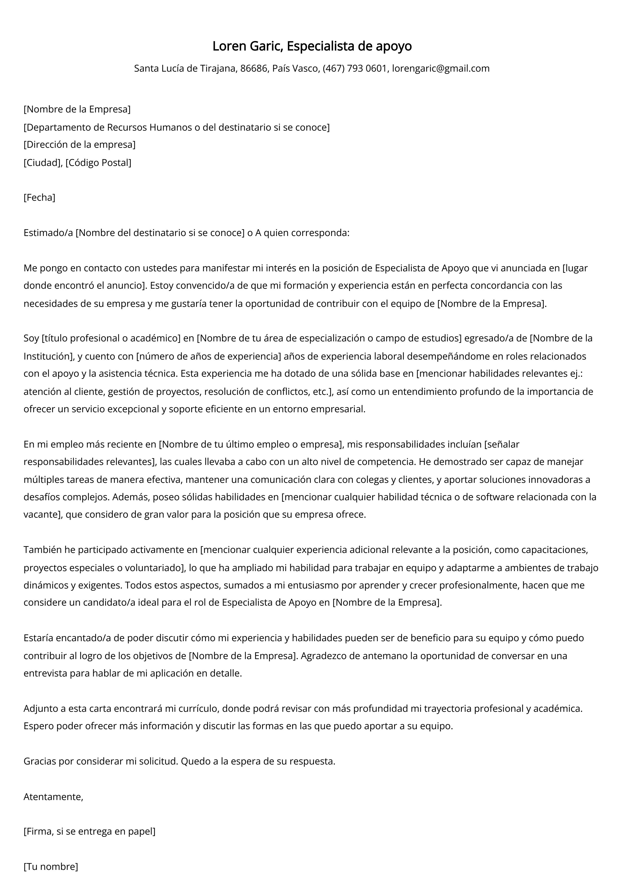 Crear carta de presentación