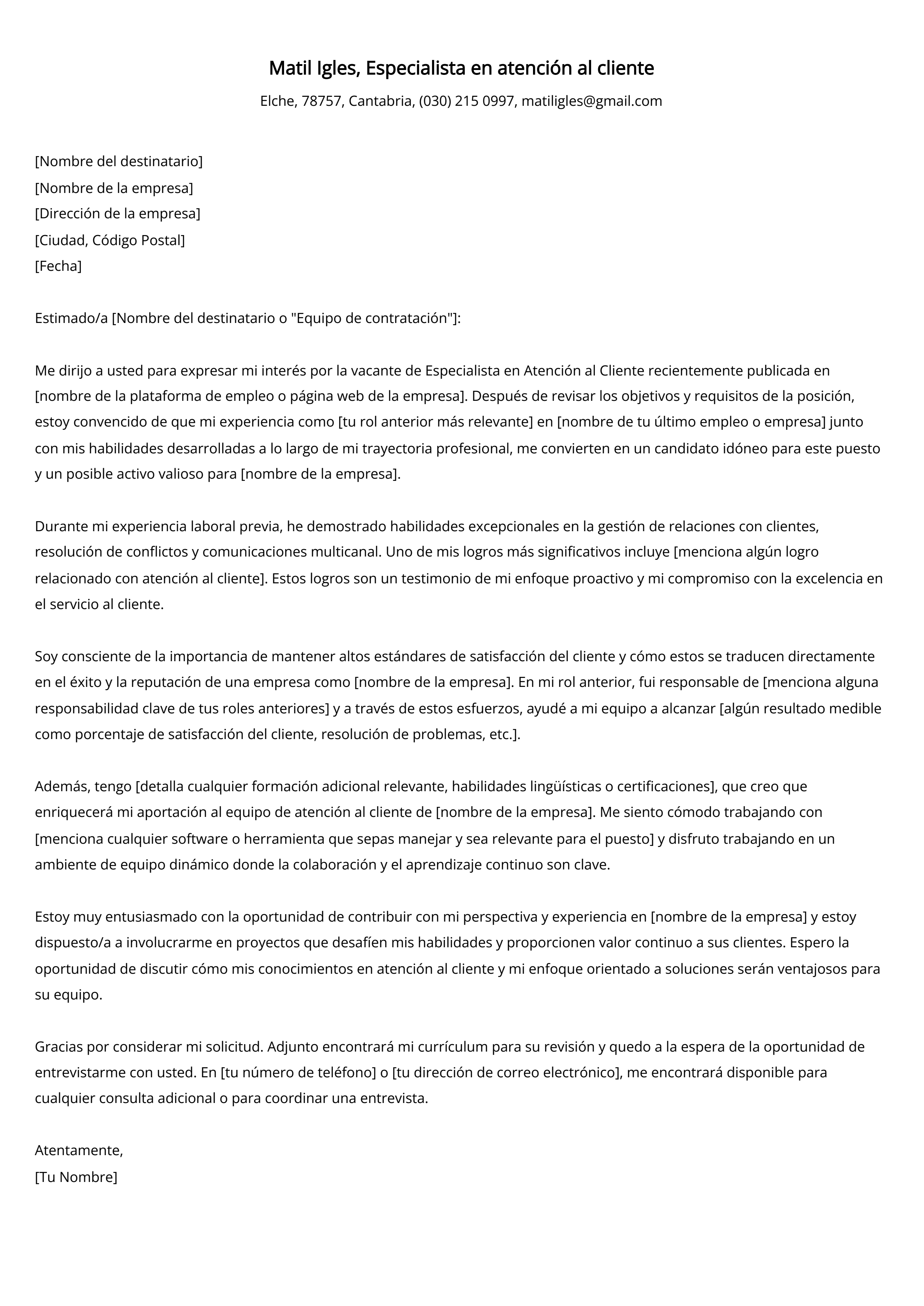 Crear carta de presentación