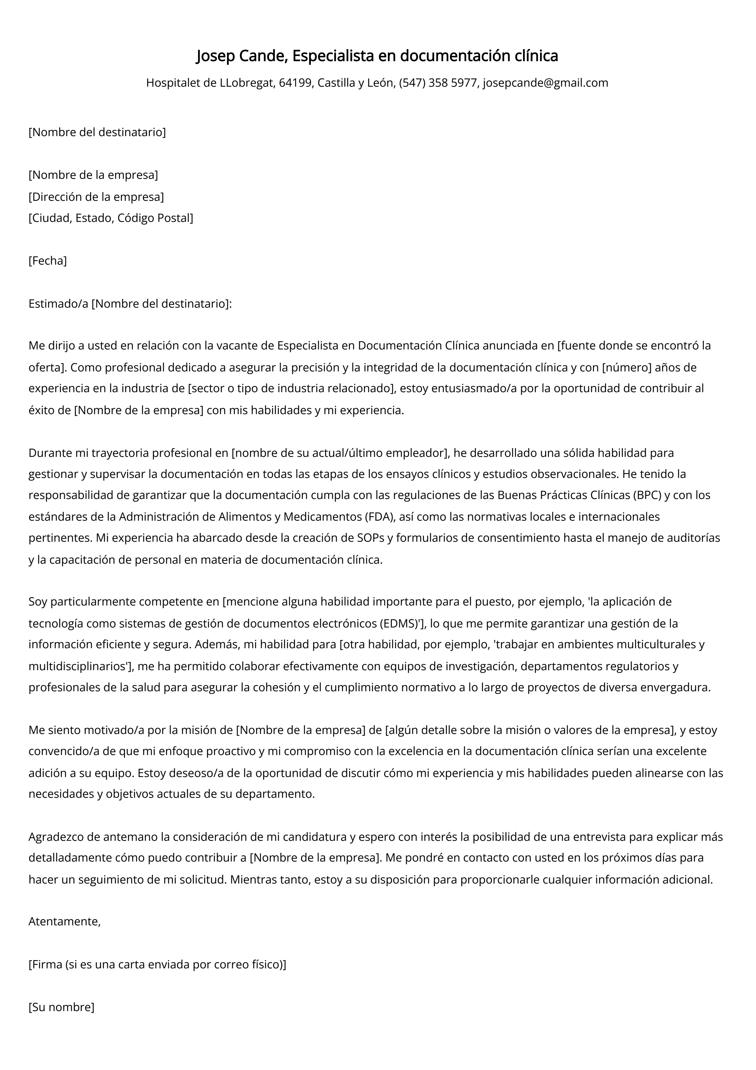 Crear carta de presentación