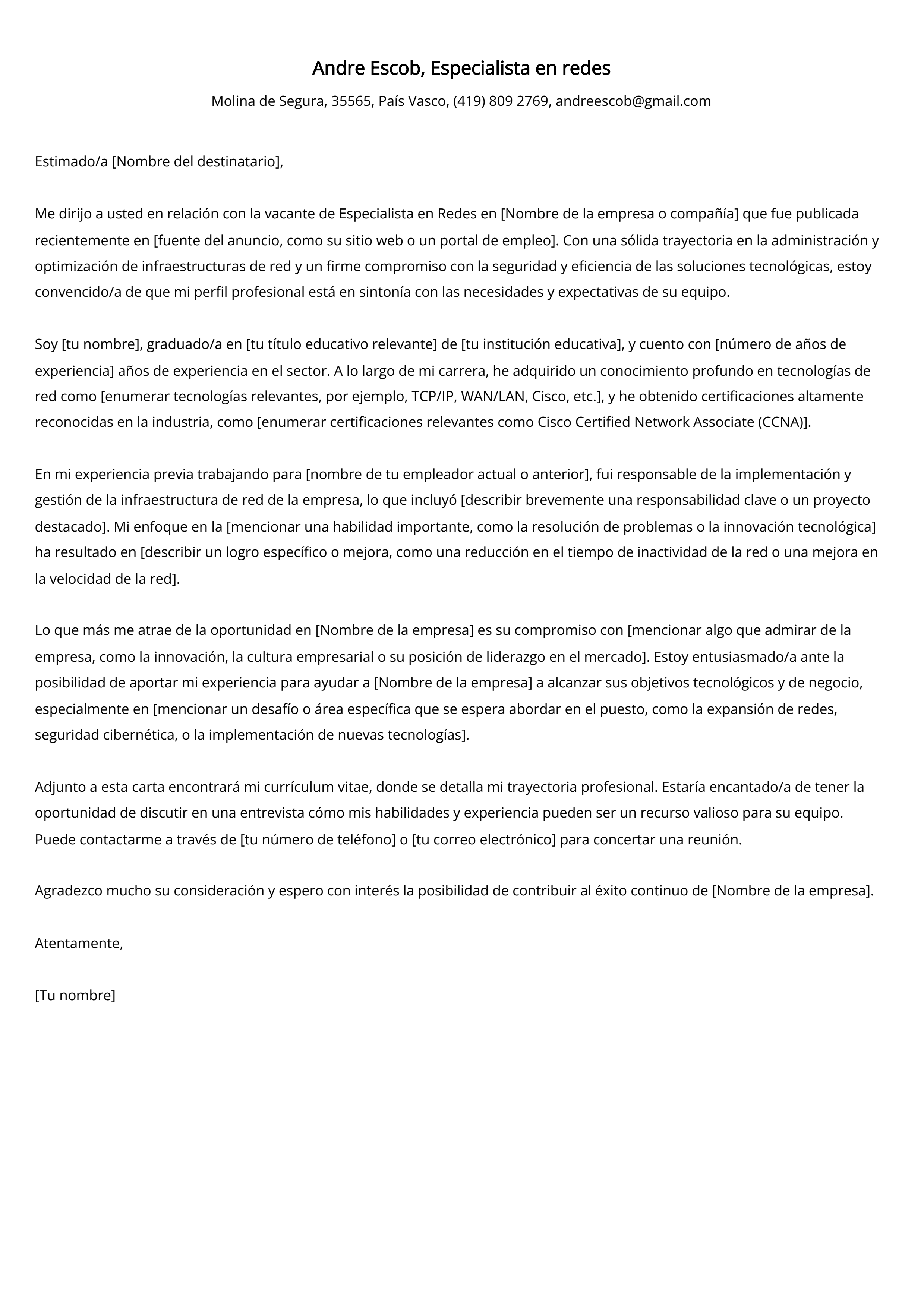 Crear carta de presentación