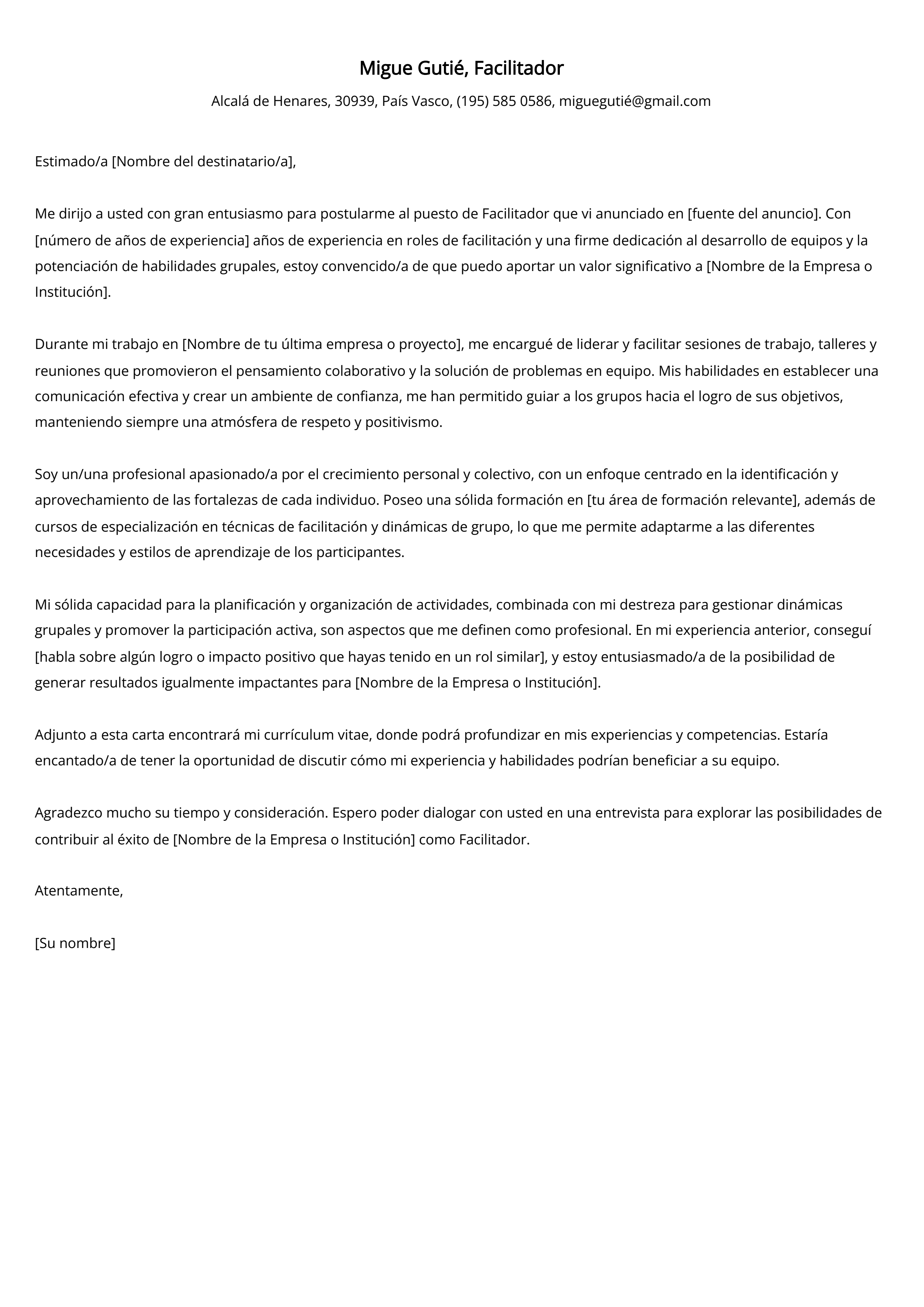 Crear carta de presentación