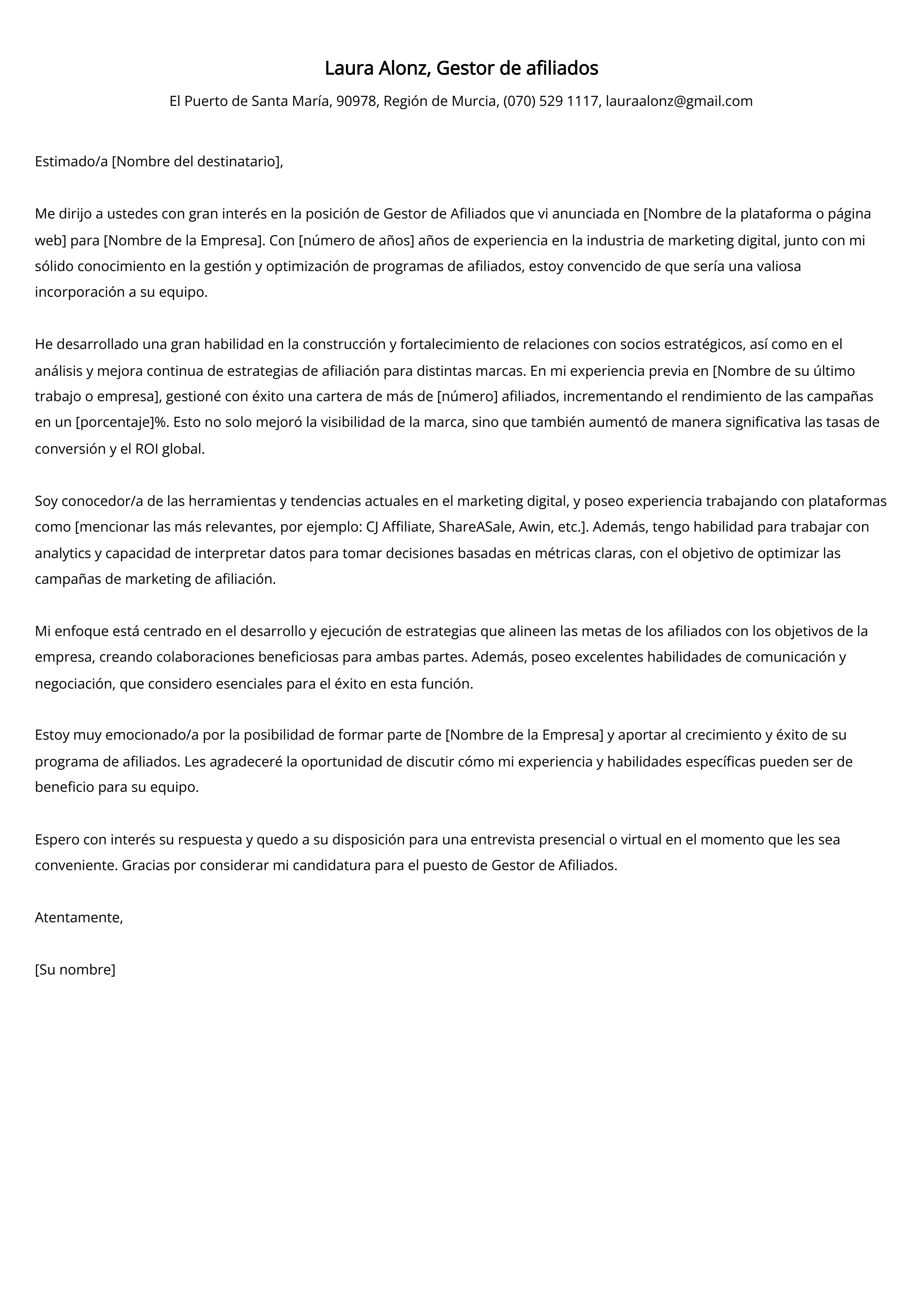 Crear carta de presentación