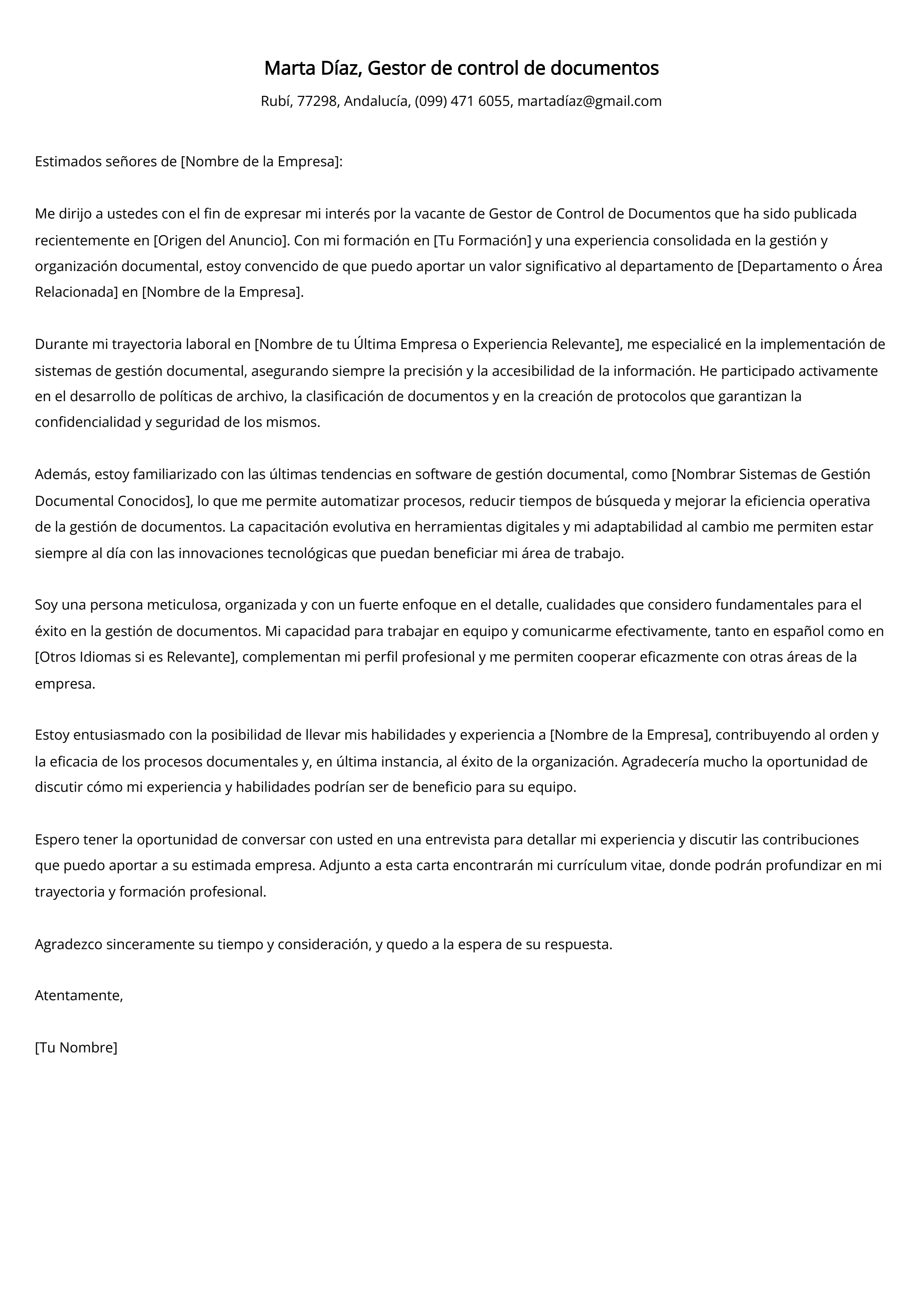 Crear carta de presentación