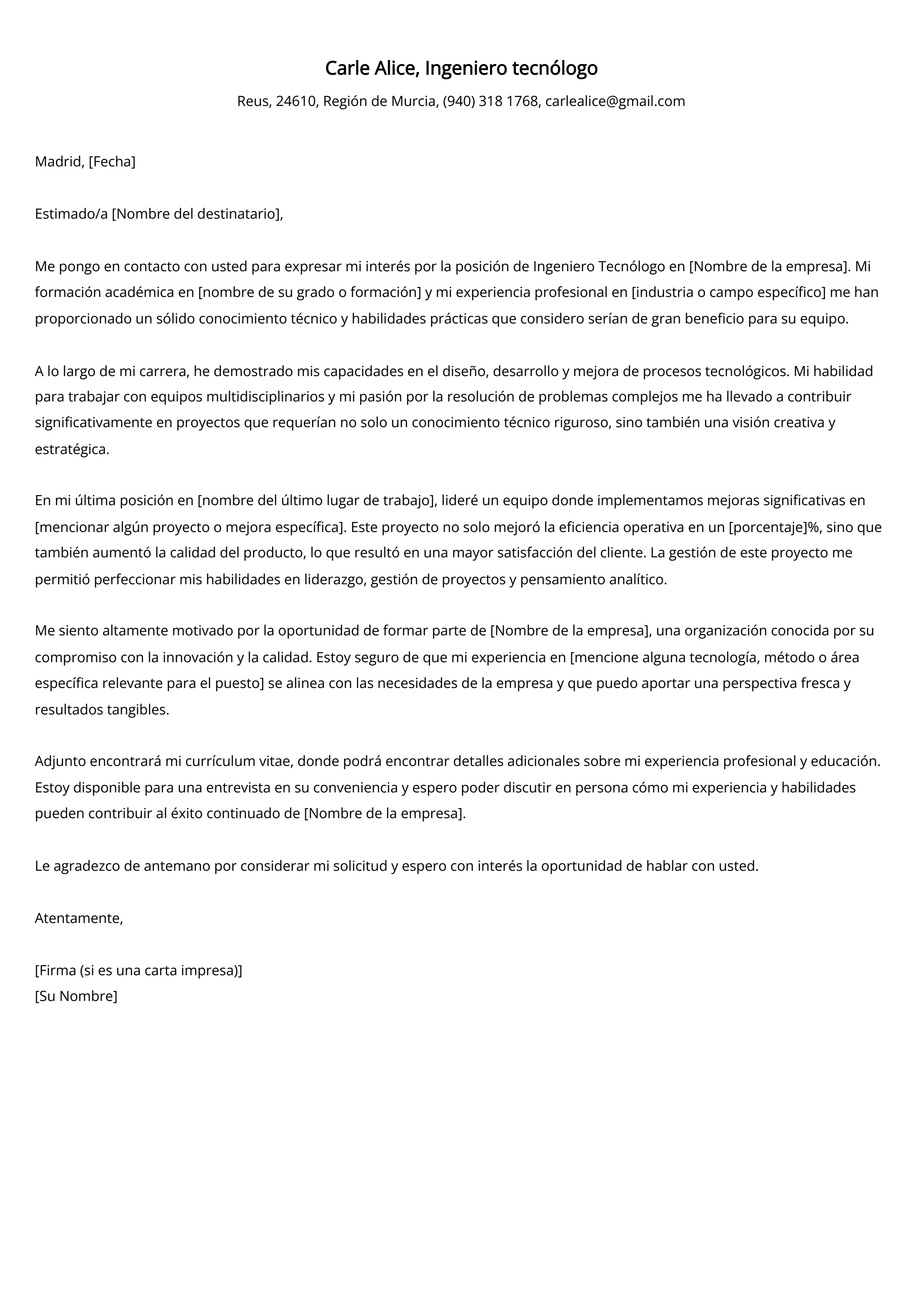 Crear carta de presentación