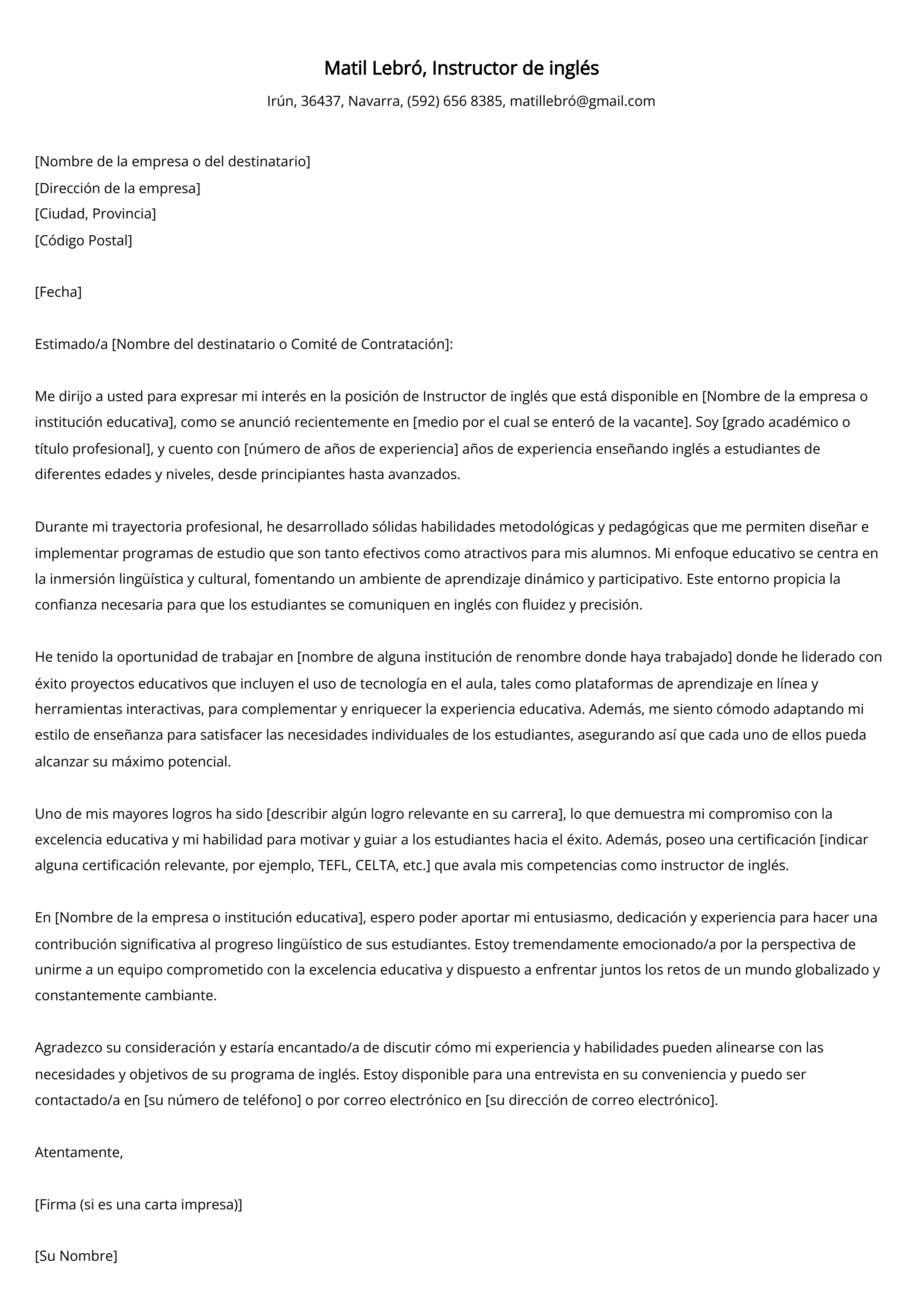 Crear carta de presentación