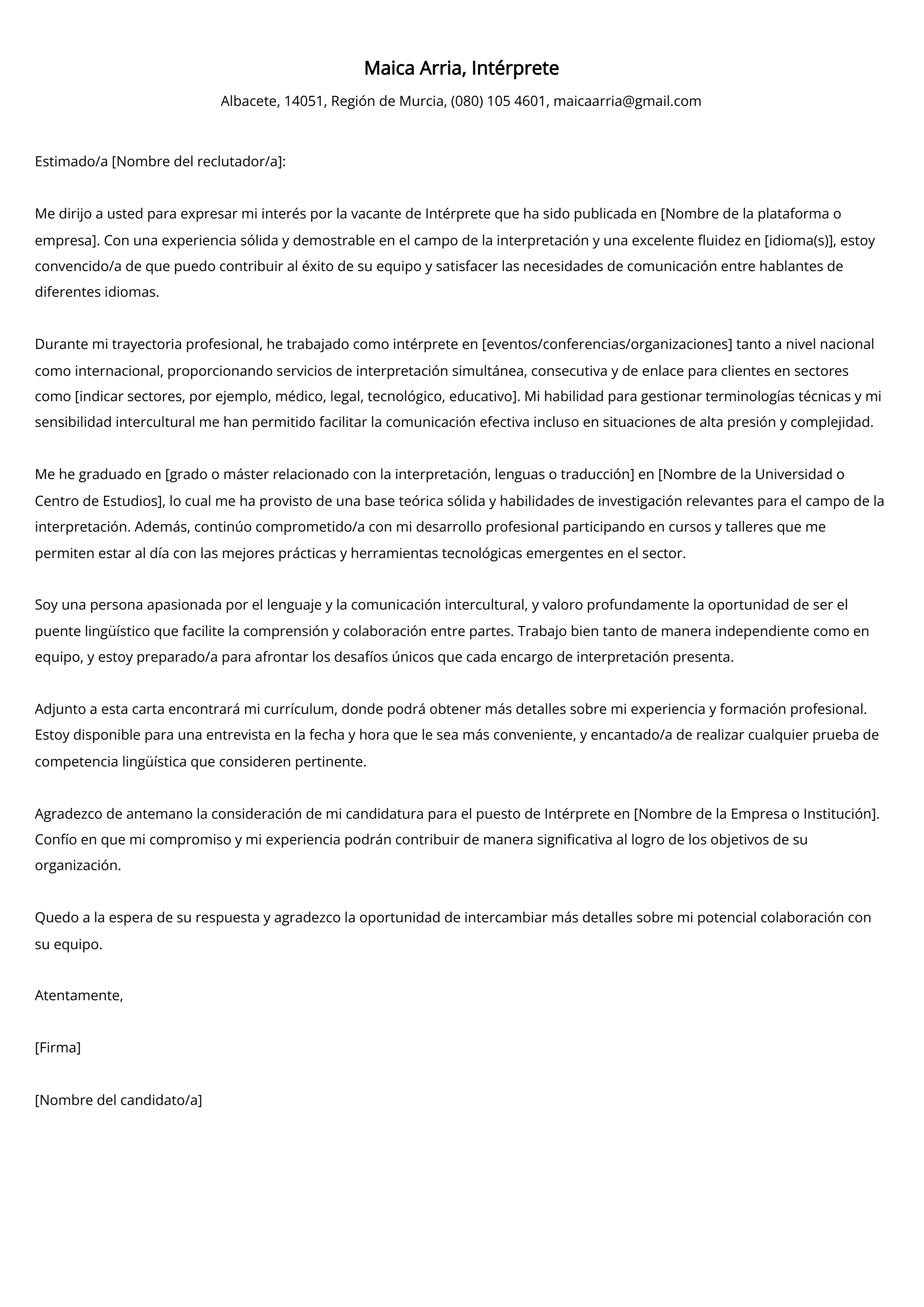 Crear carta de presentación