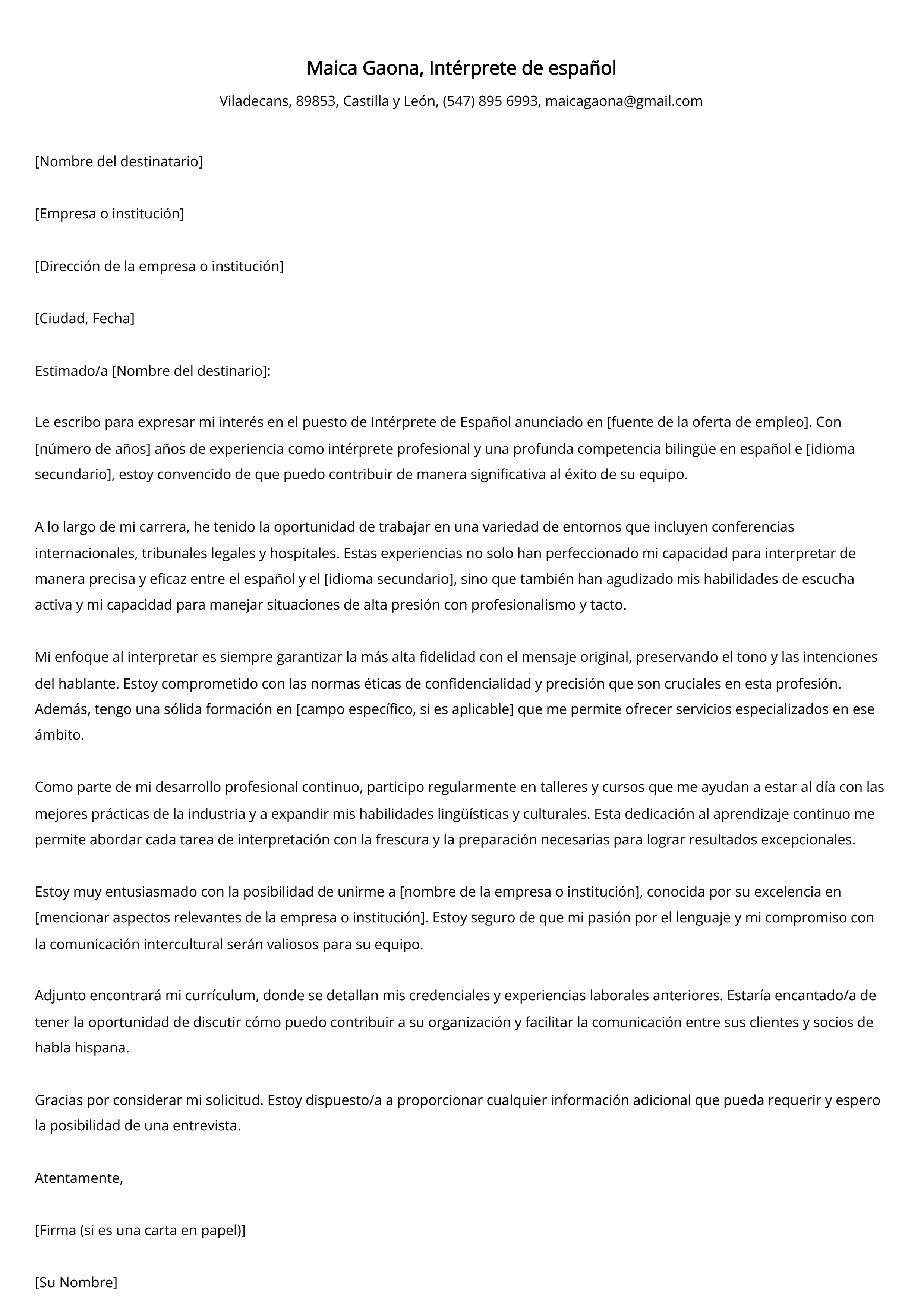 Crear carta de presentación