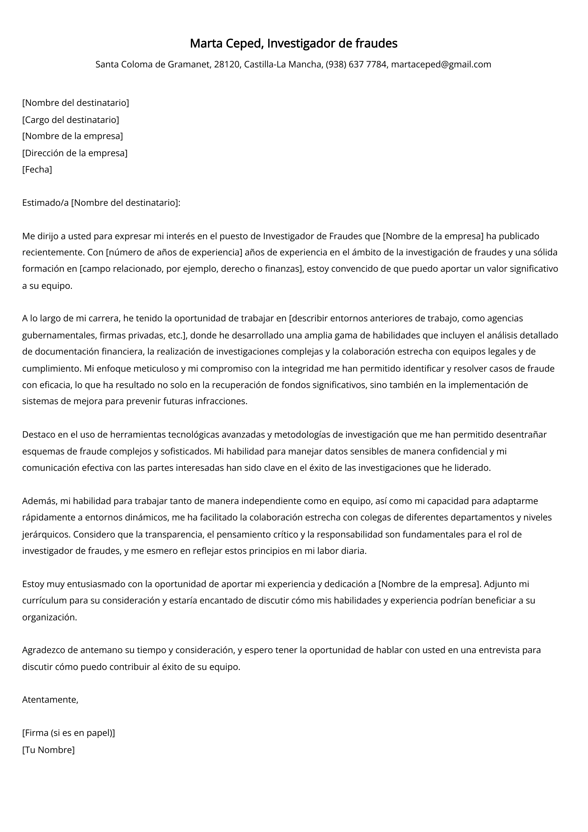 Crear carta de presentación