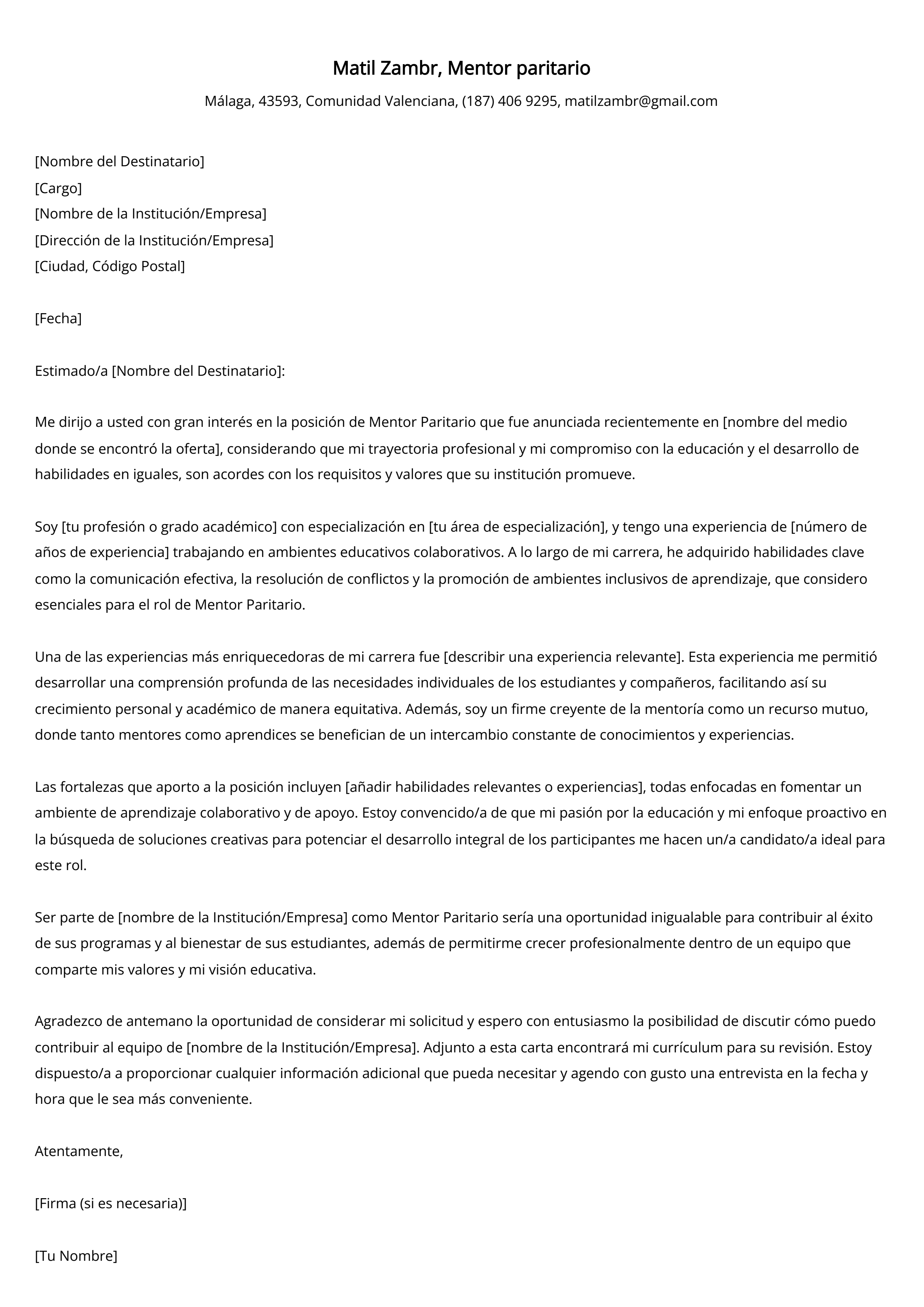 Crear carta de presentación