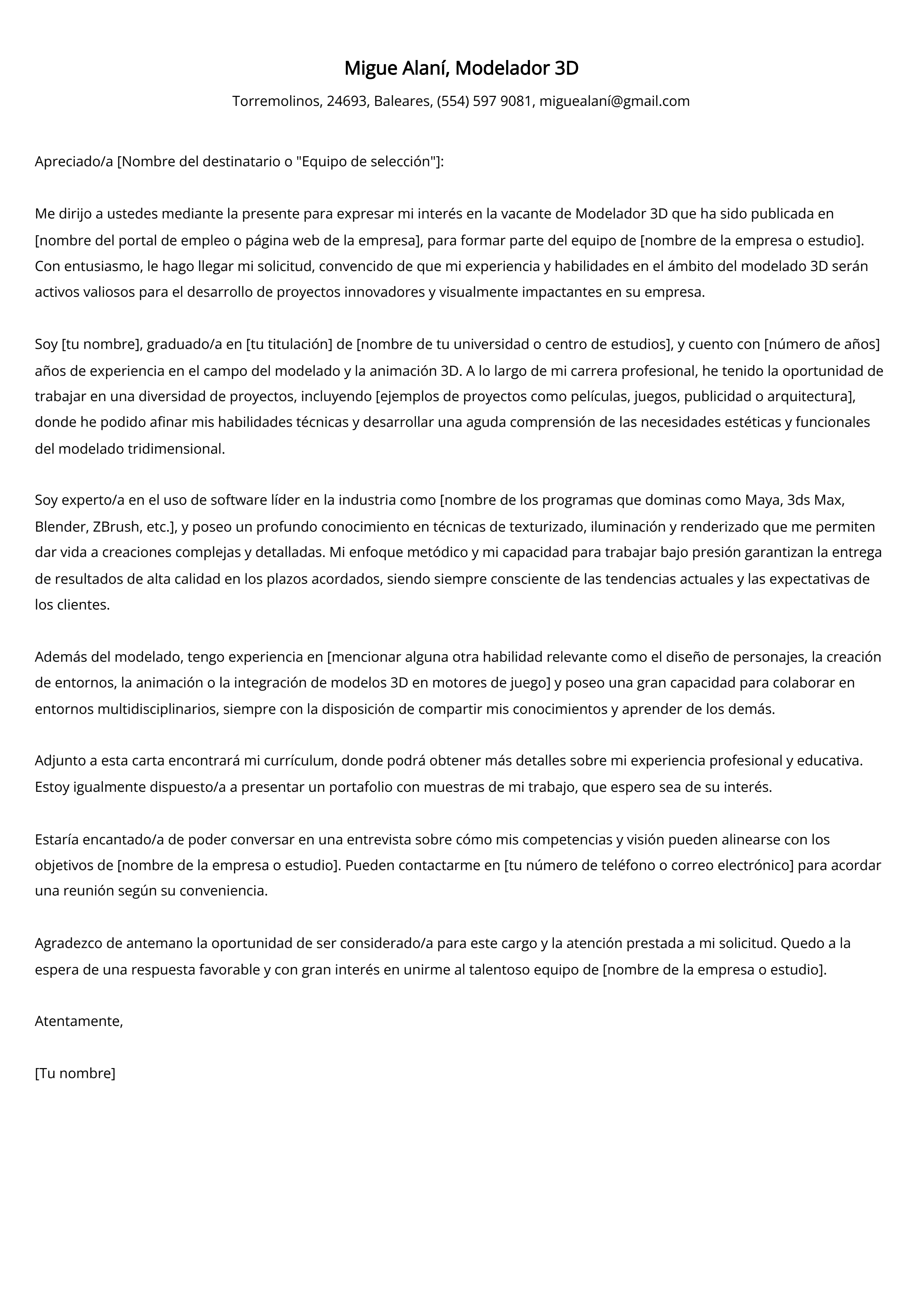 Crear carta de presentación