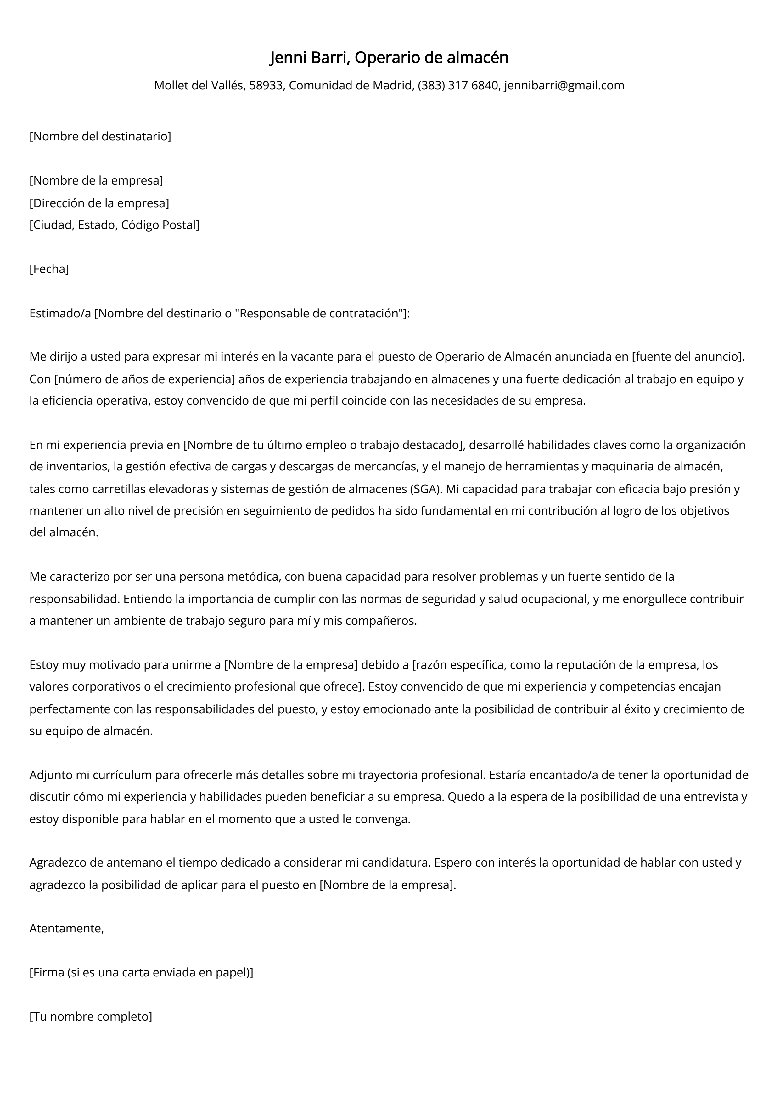 Crear carta de presentación