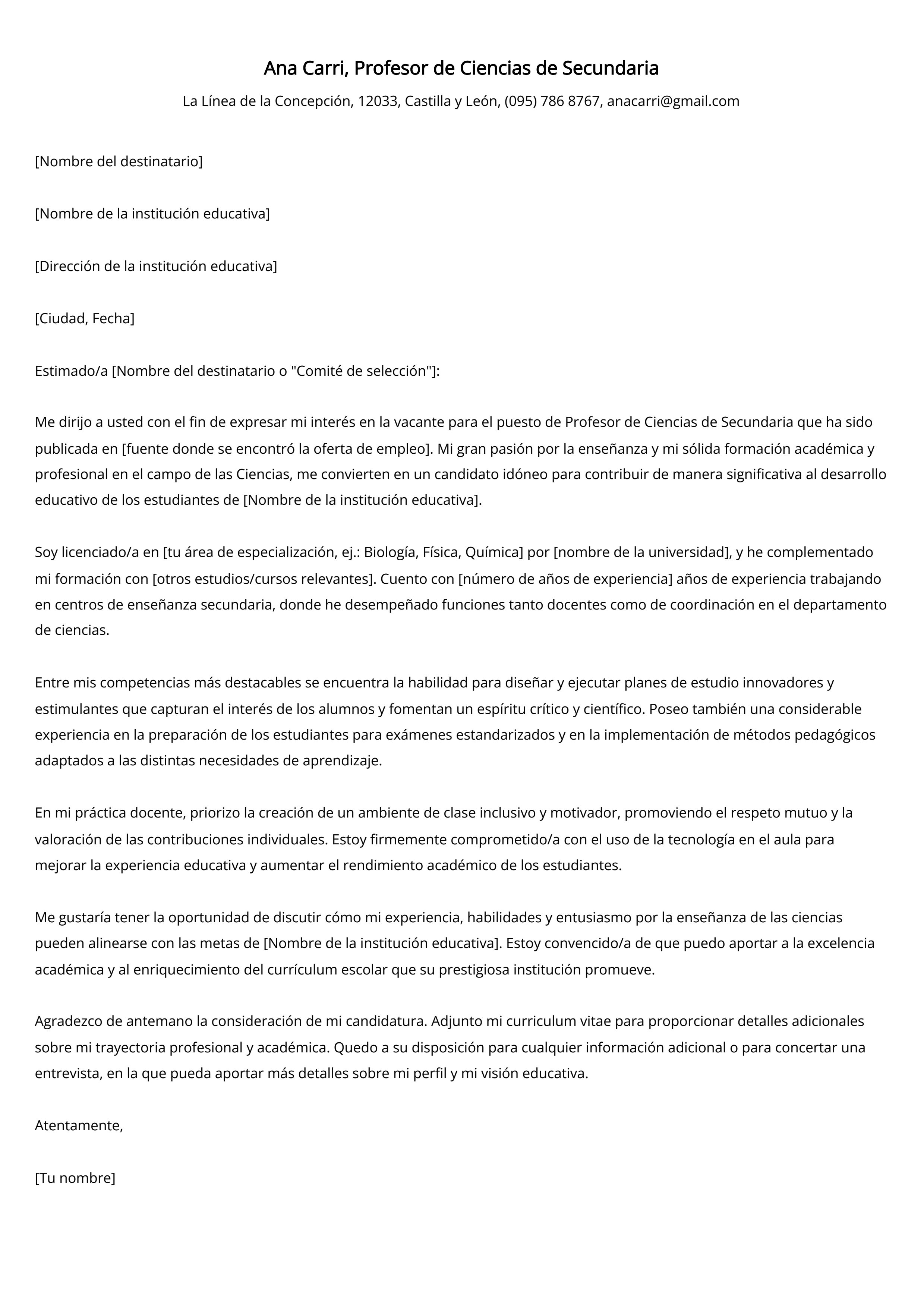 Crear carta de presentación