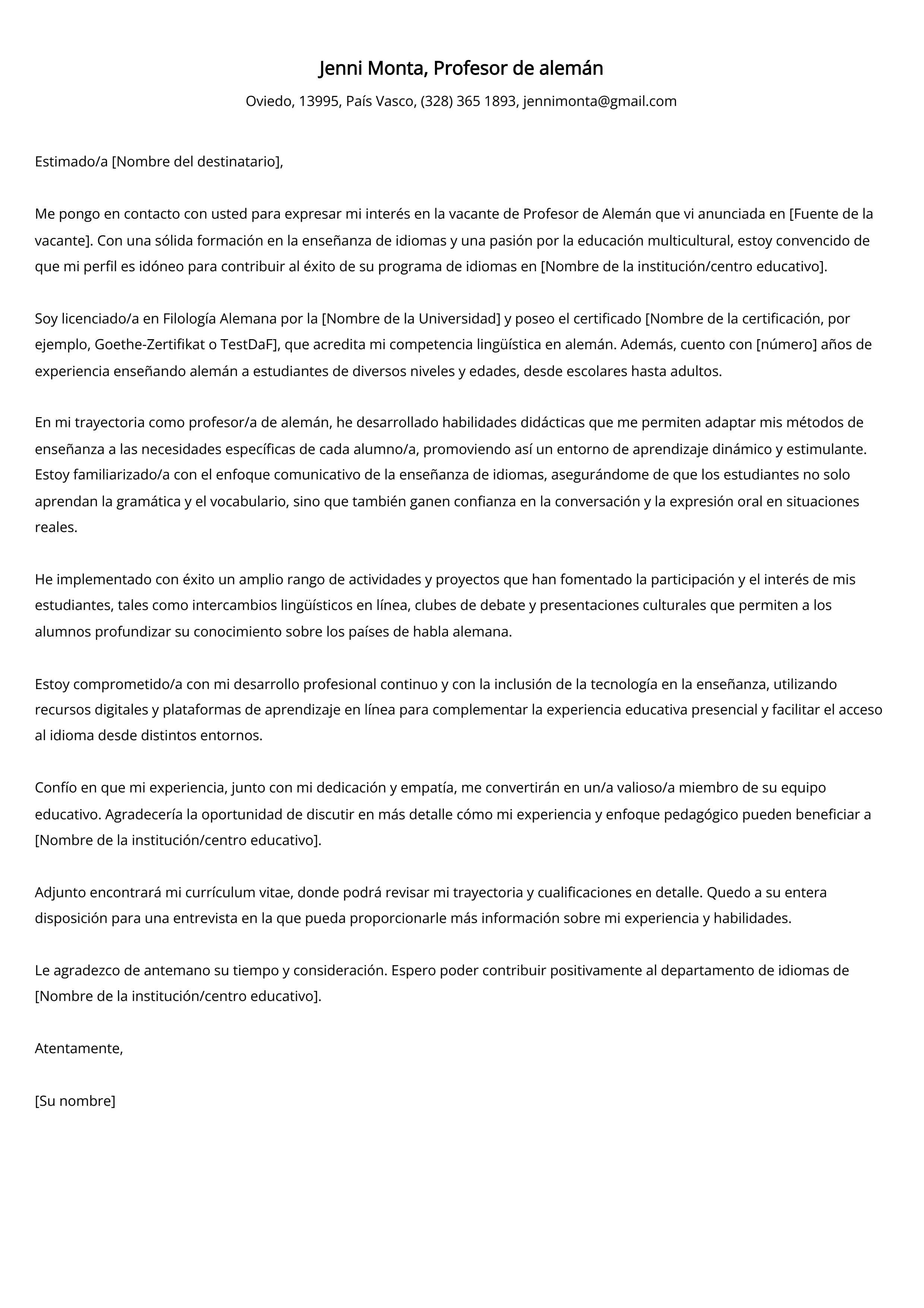 Crear carta de presentación