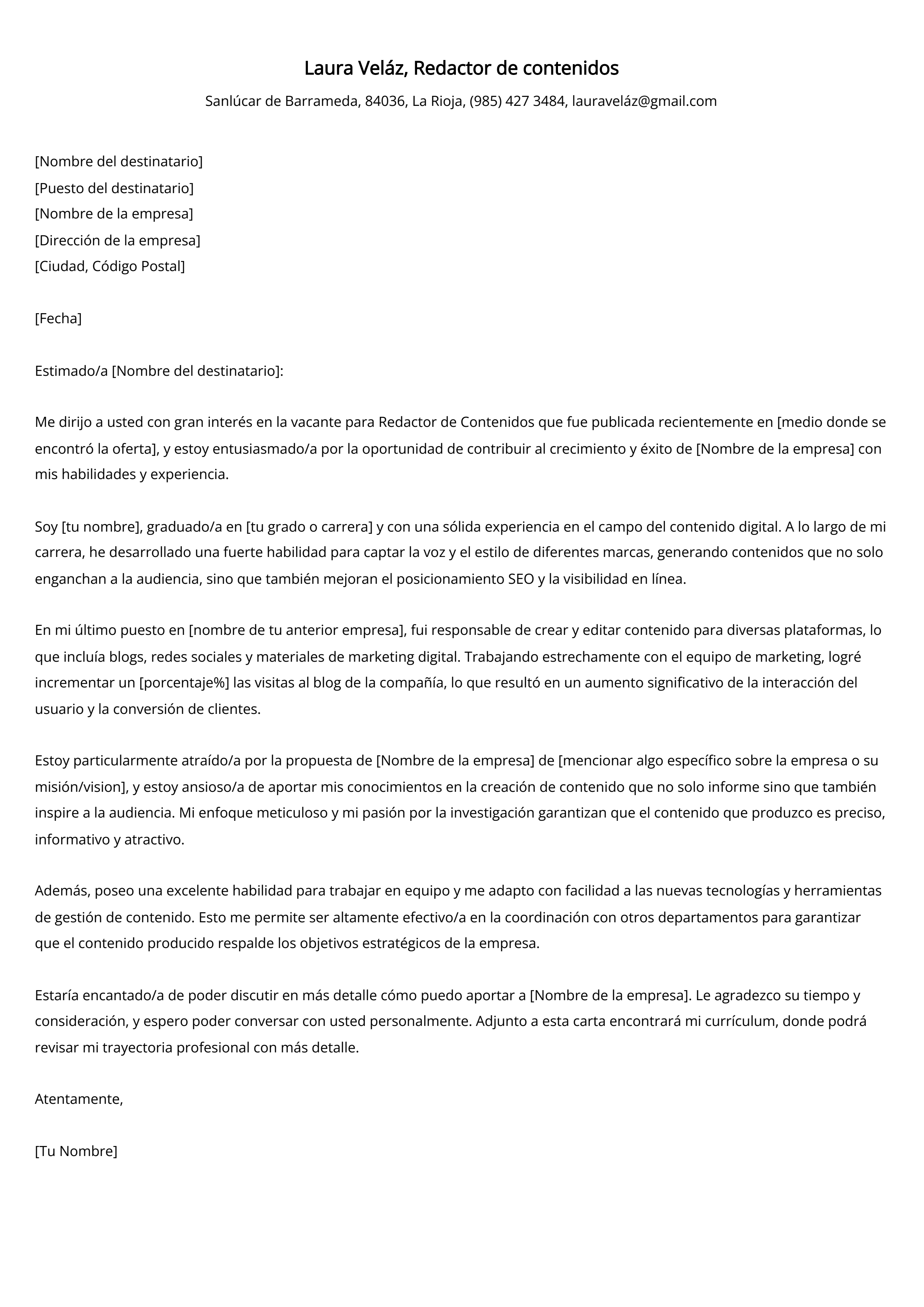 Crear carta de presentación