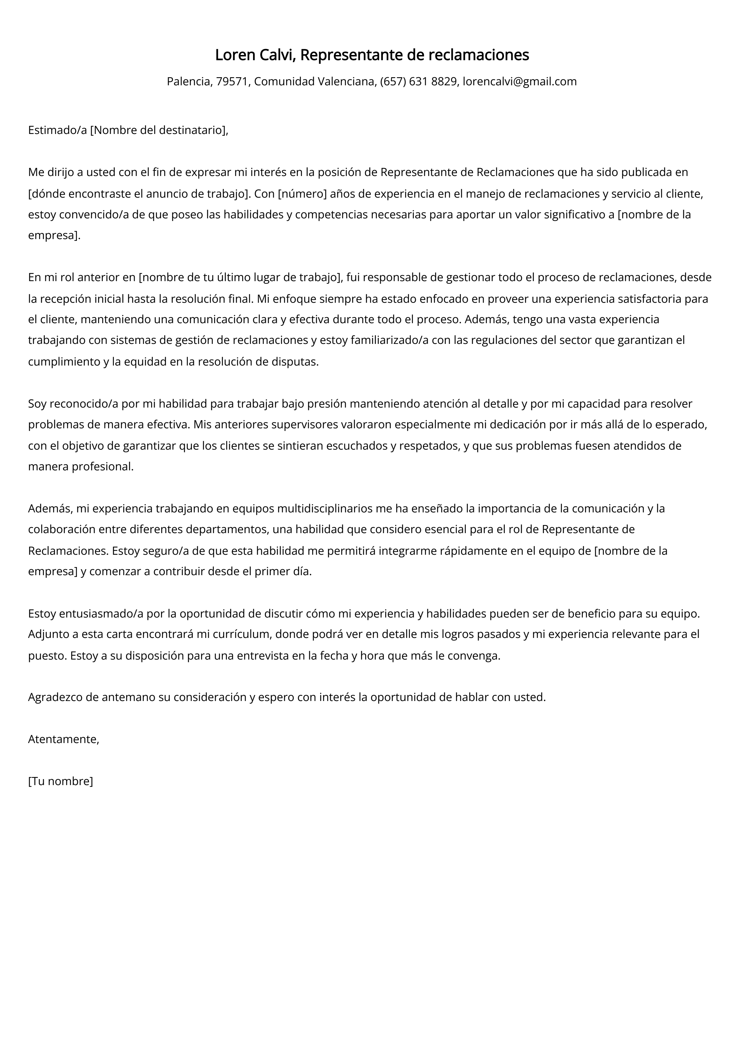 Crear carta de presentación