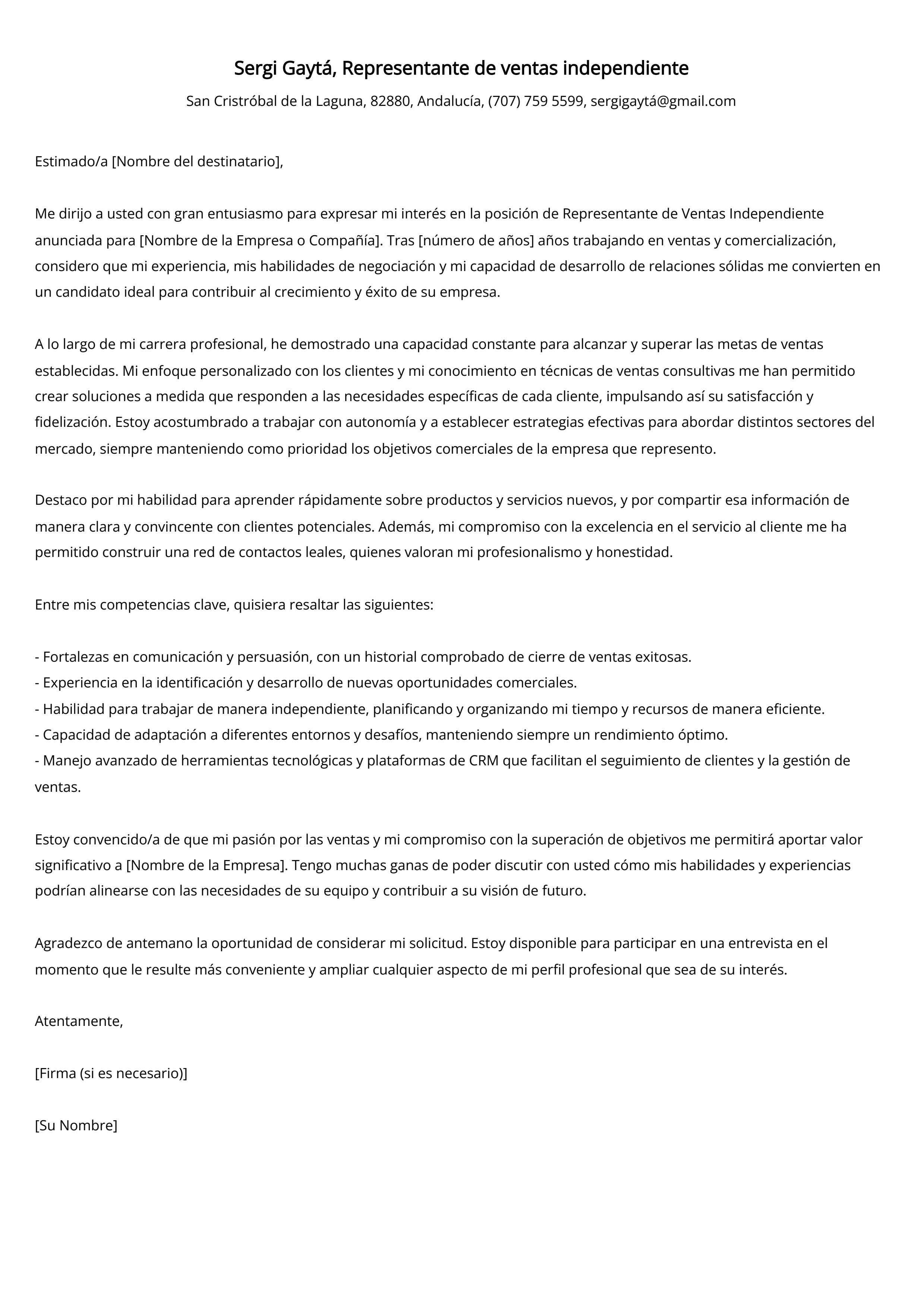 Crear carta de presentación