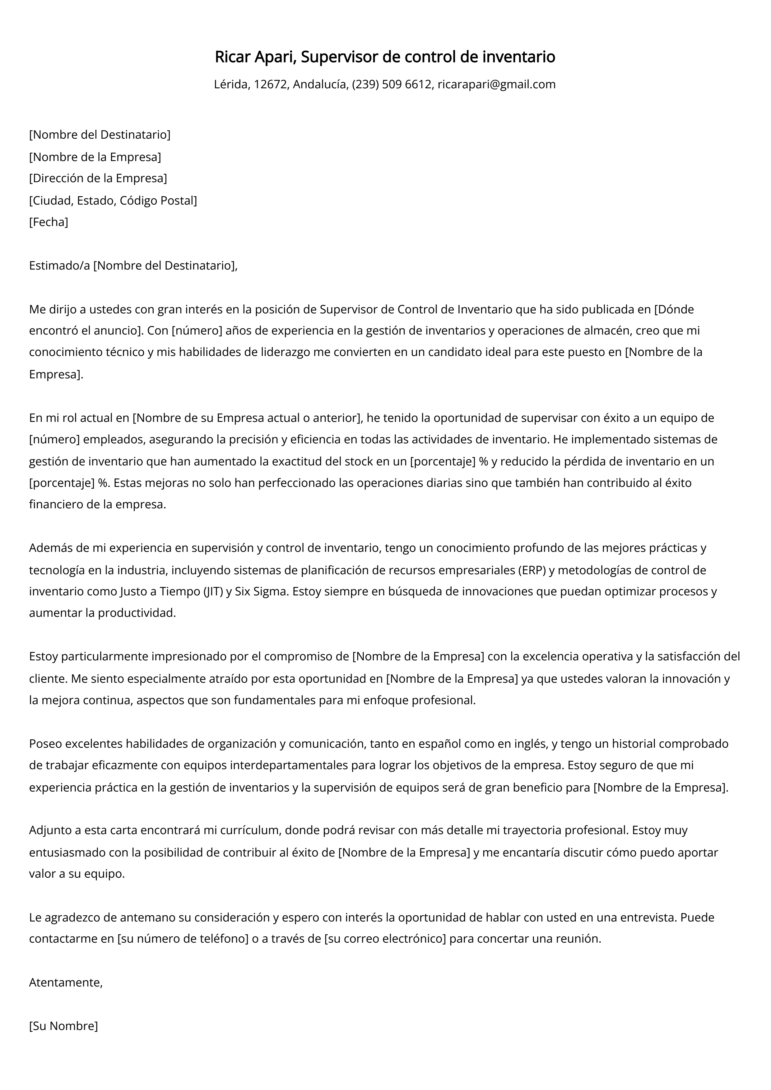 Crear carta de presentación