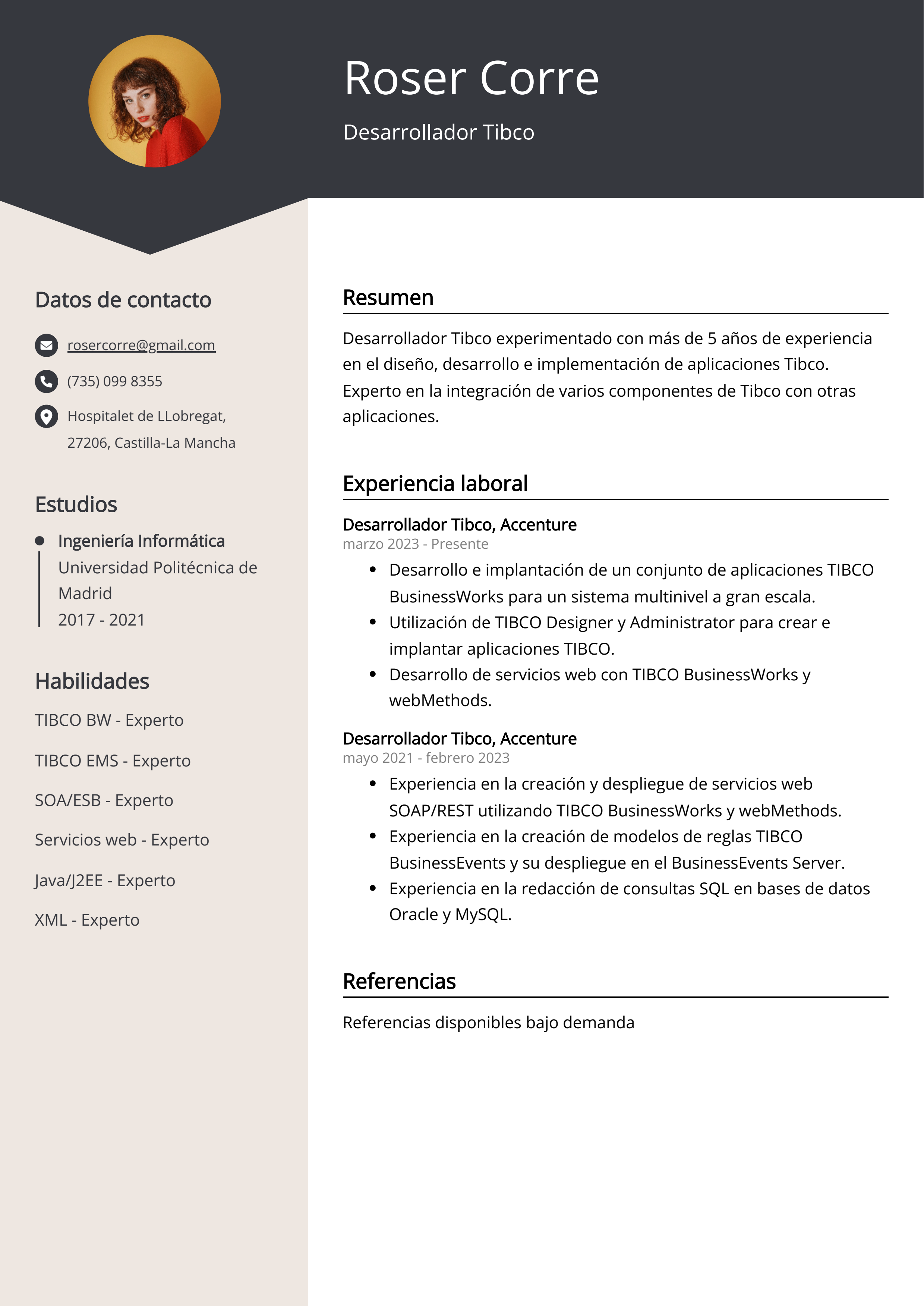 Desarrollador Tibco Resume Example