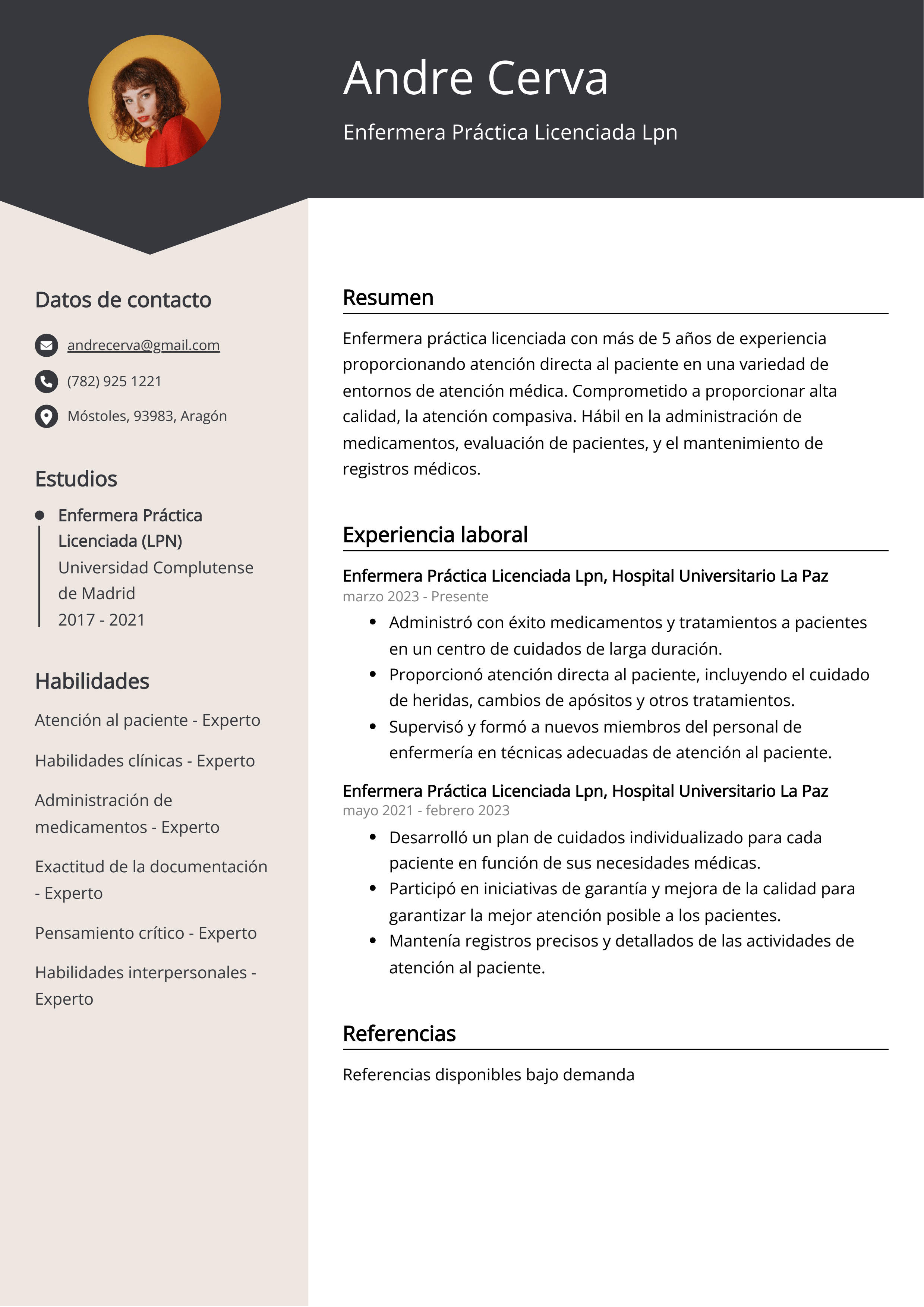 Enfermera Práctica Licenciada Lpn Resume Example