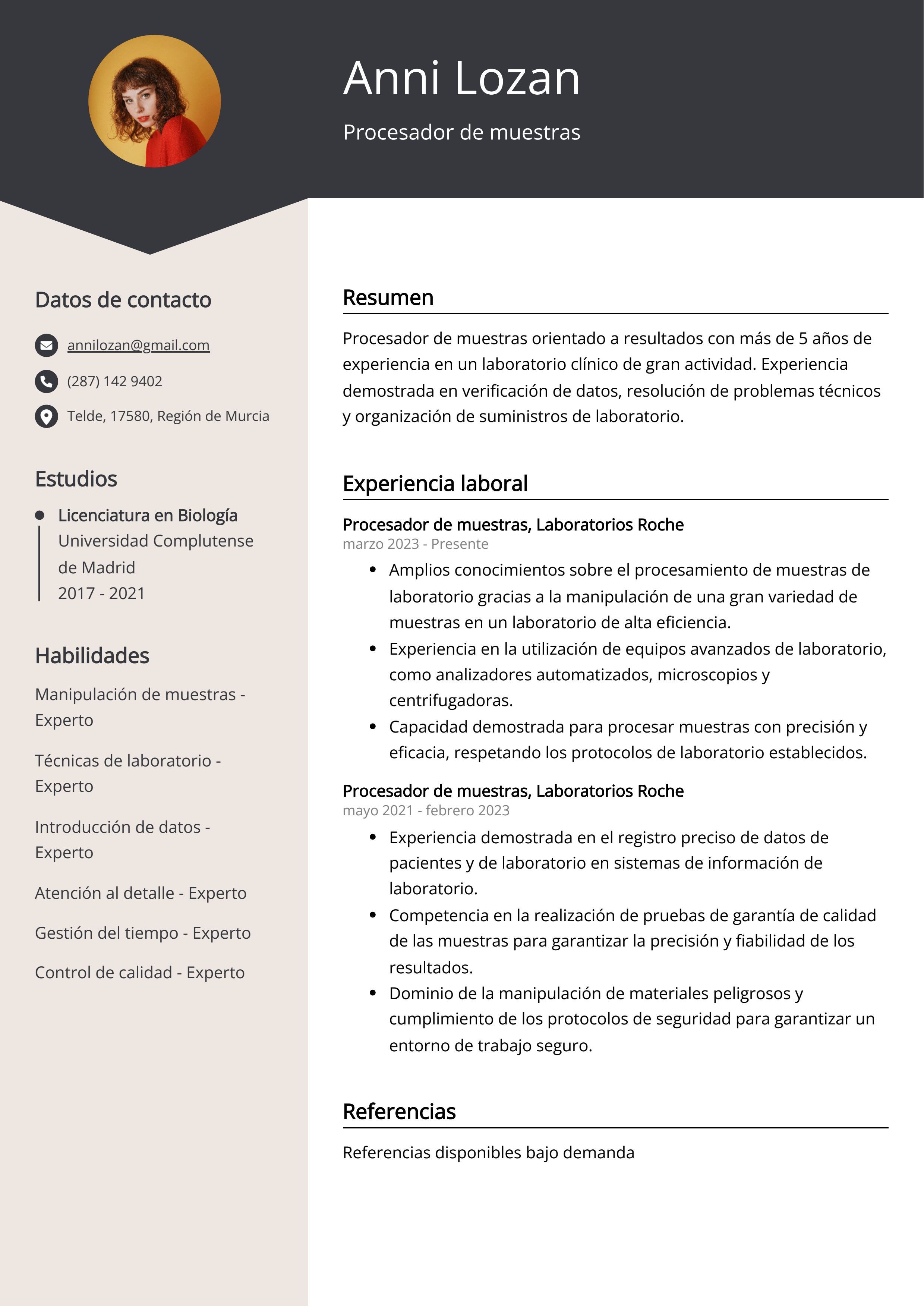 Procesador de muestras Ejemplo de CV