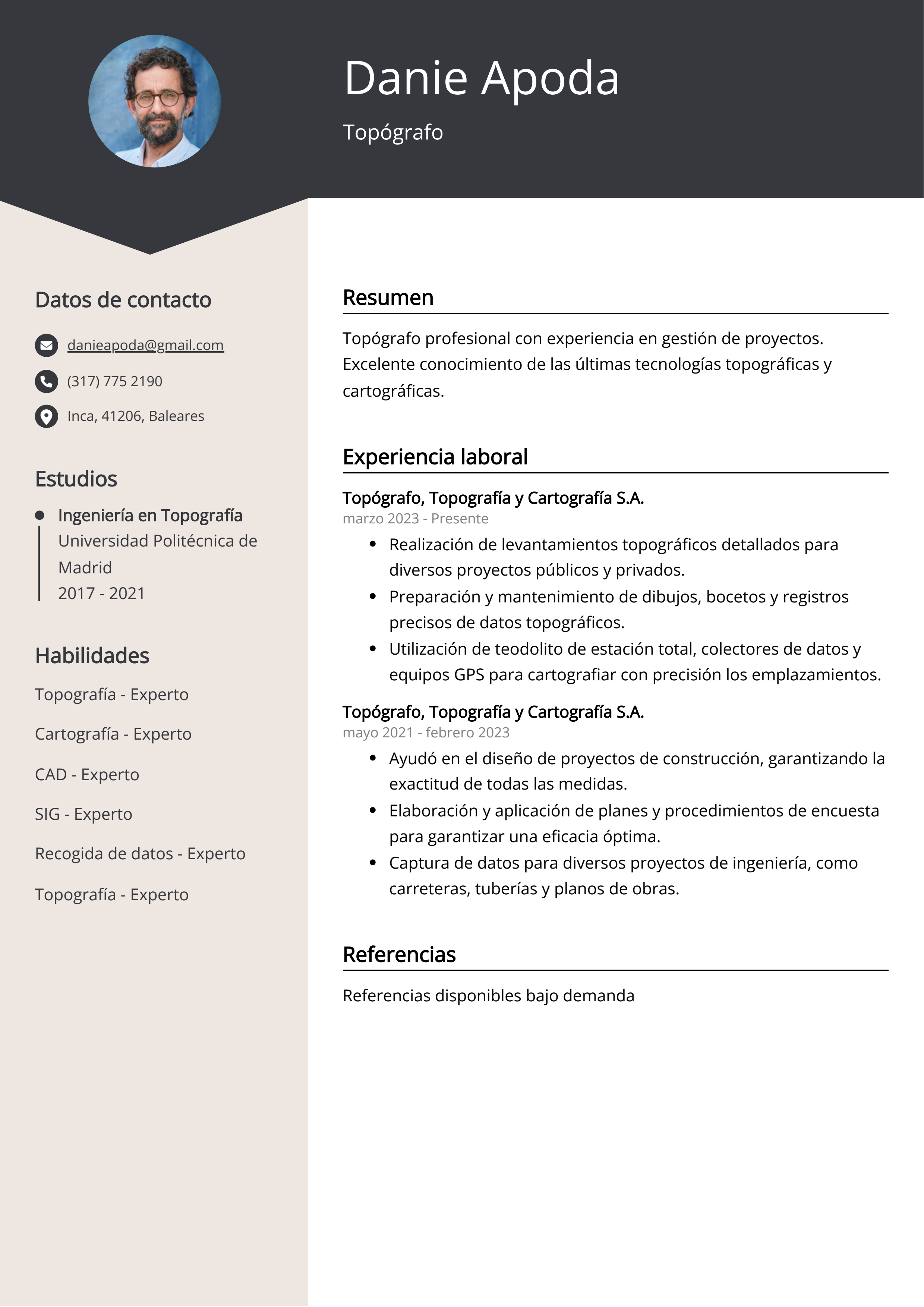 Topógrafo Ejemplo de CV