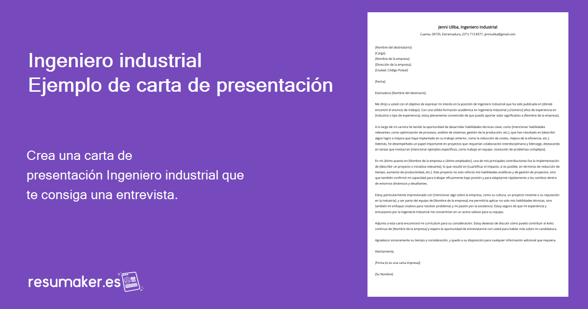 Ingeniero industrial Carta de presentación: Ejemplo y guía (empleos de