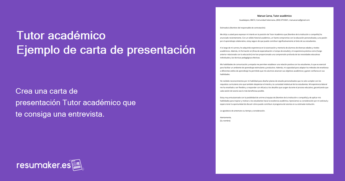 Tutor académico Ejemplo de carta de presentación para 2025