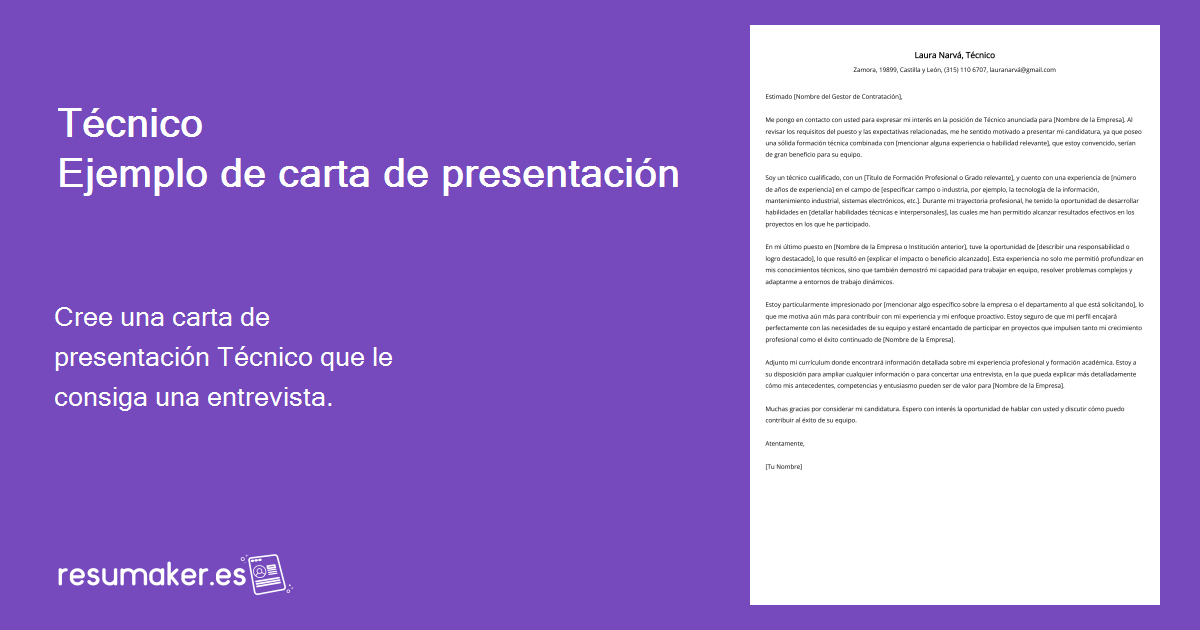 Técnico Ejemplos de Cartas de Presentación (Plantilla y 20+ Consejos)