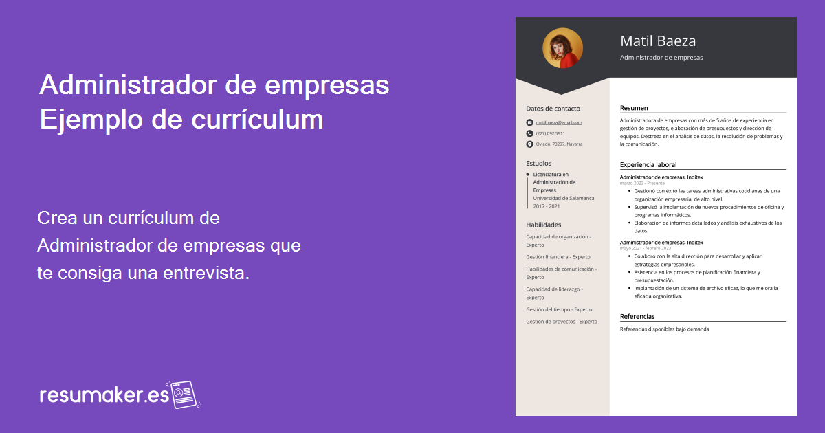 Administrador de empresas Ejemplo de currículum para 2024
