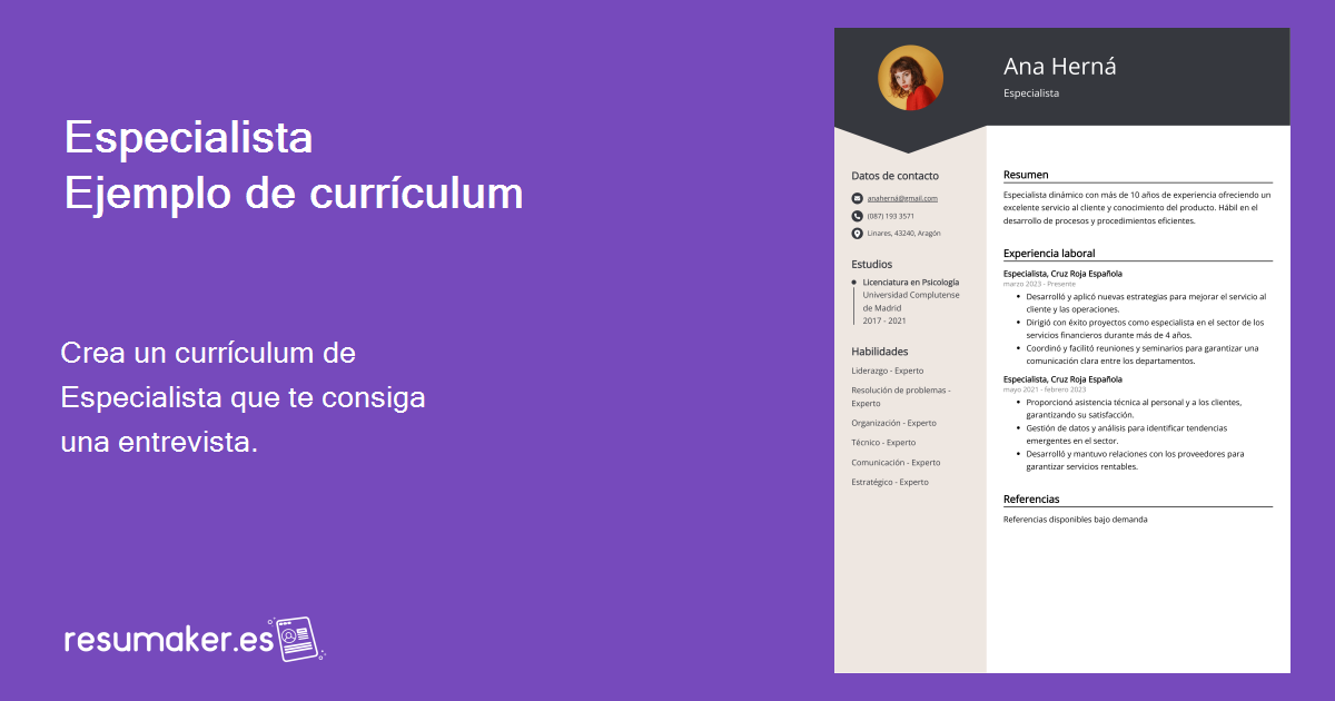 Ejemplos De Curriculum Vitae Especialista Plantilla Y Consejos