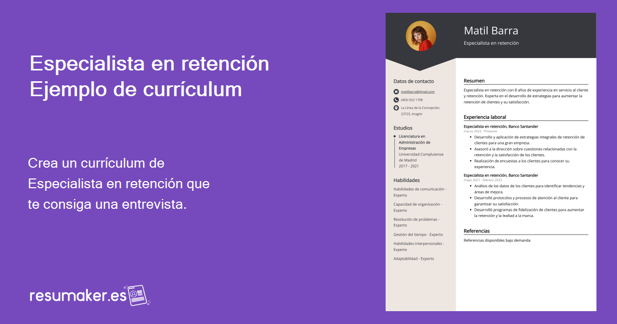 Ejemplos De Curriculum Vitae Especialista En Retenci N Plantilla Y