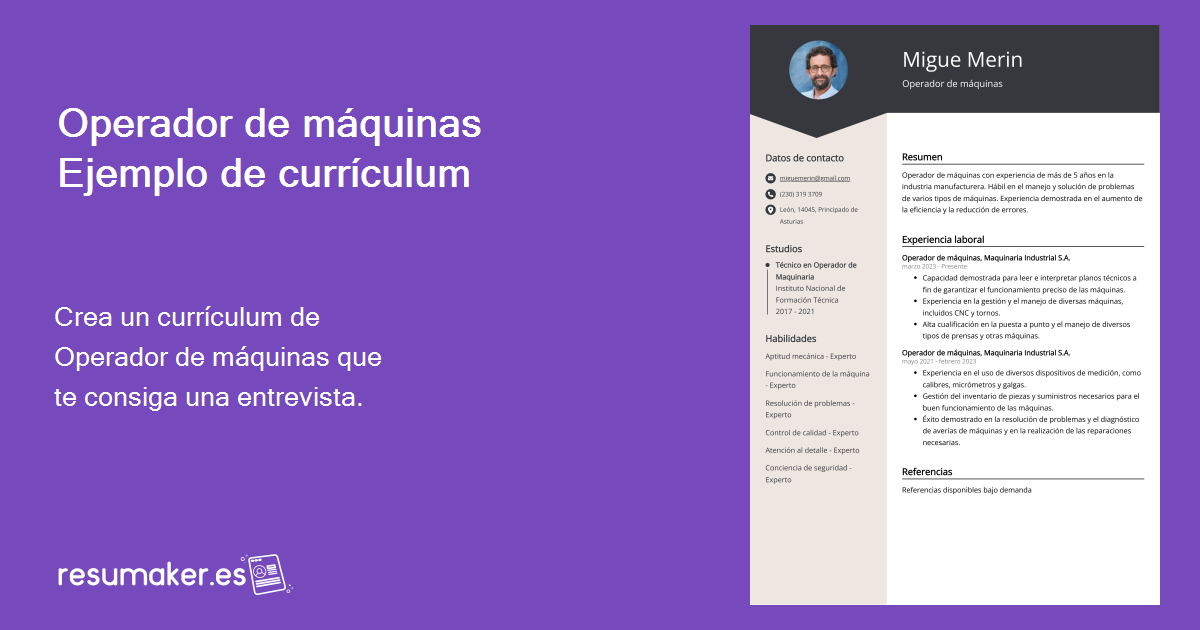 Ejemplo de currículum de maquinista con Ejemplo de currículum de maquinista con