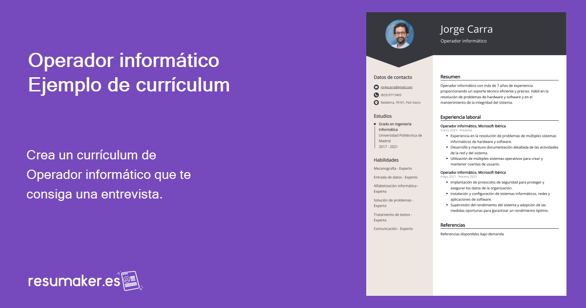 Ejemplo de Curriculum Vitae de Operador Ejemplo de Curriculum Vitae de Operador
